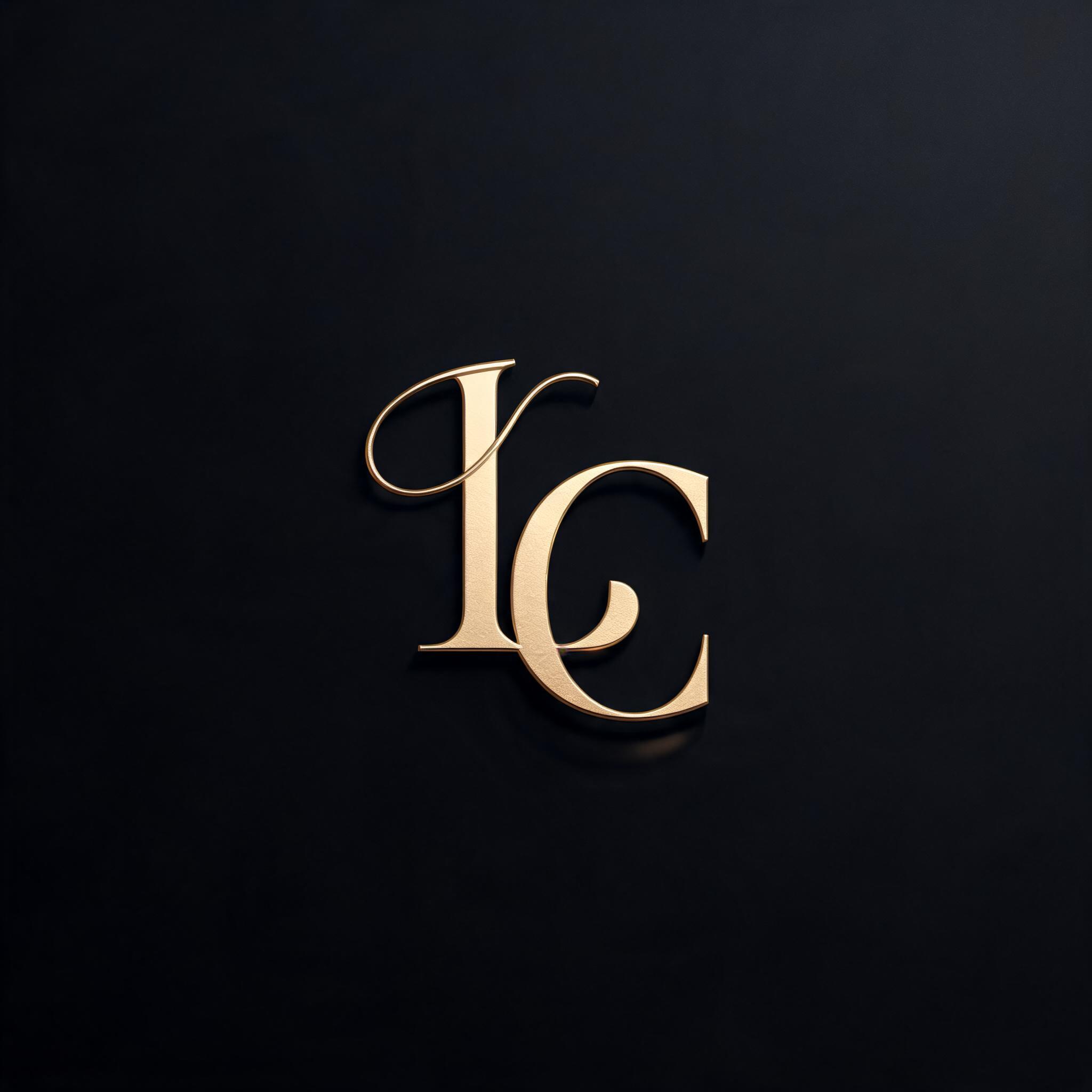"LC" — elegant script text effect