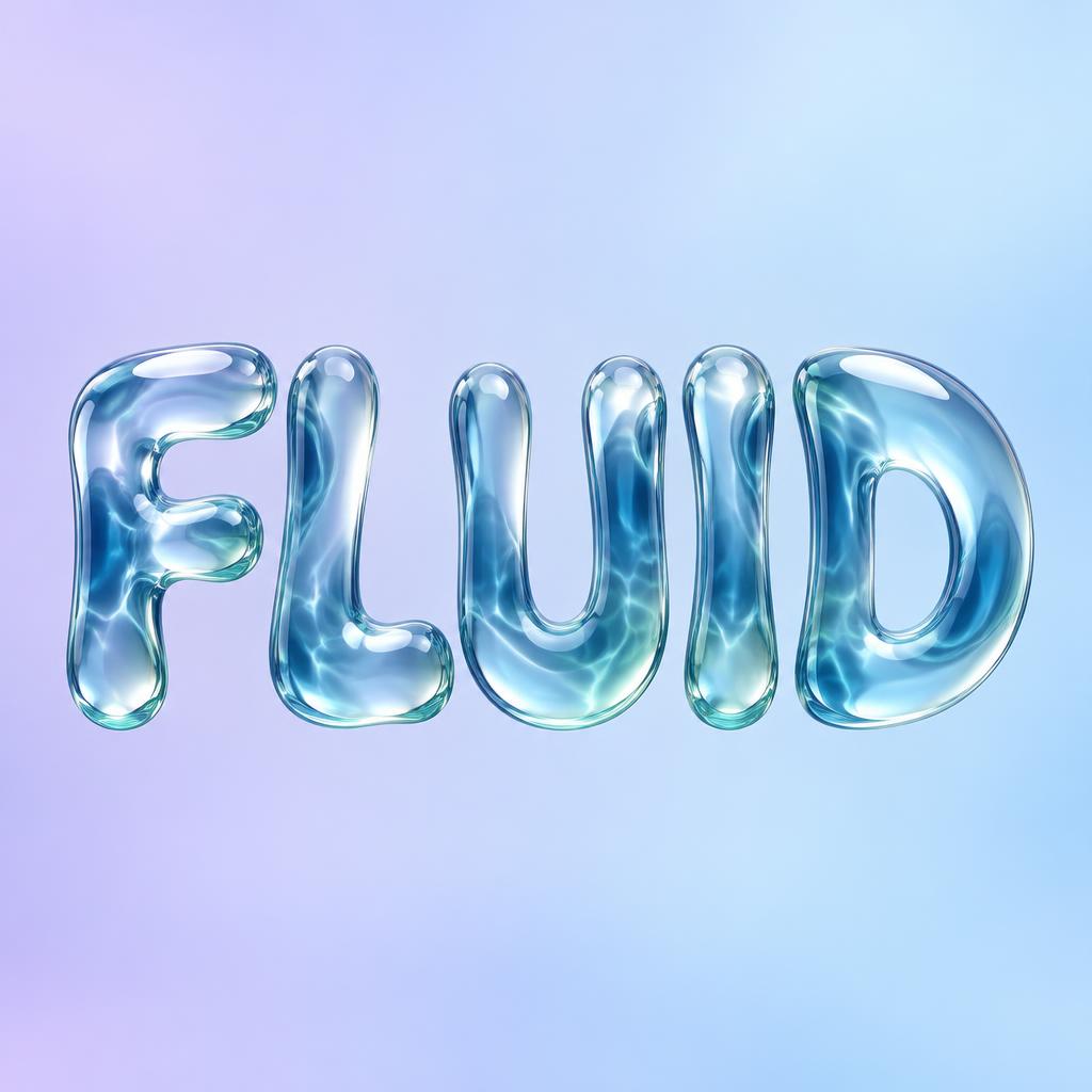 "FLUID" — Glass Liquid | AI Text Effect Generator