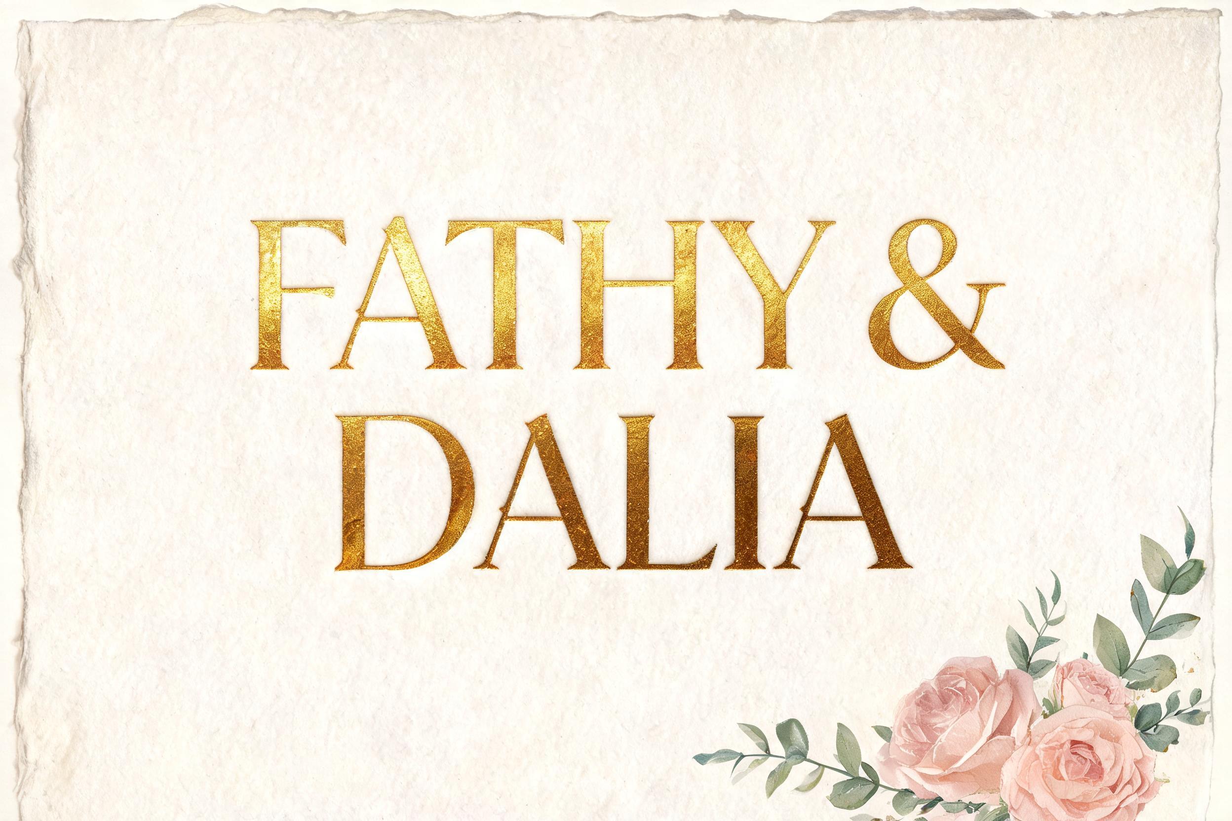 "FATHY & DALIA" — Wedding text effect