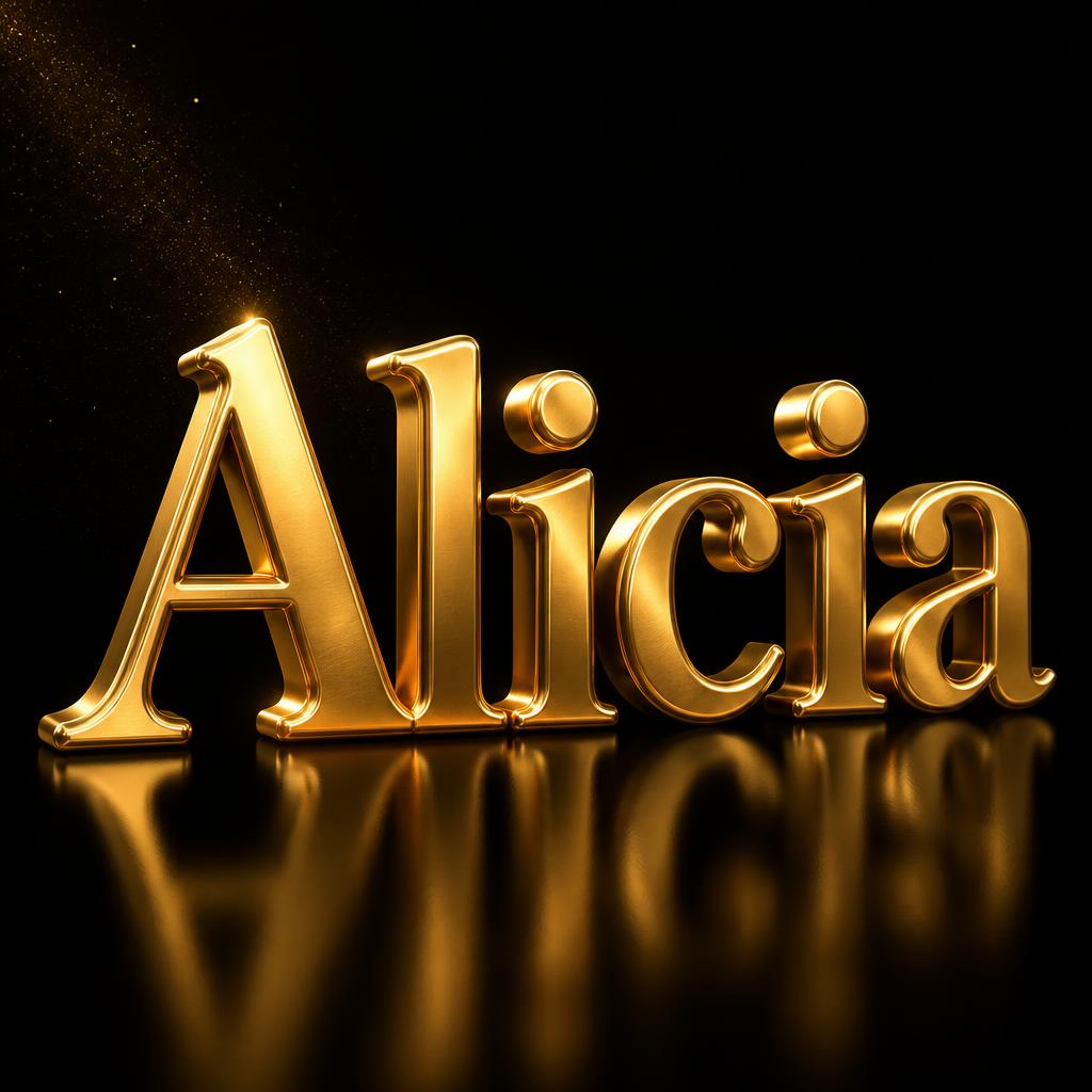 "Alicia" — 3d Bold Gold | AI Text Effect Generator