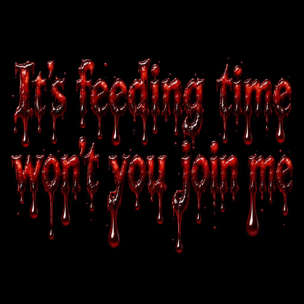 "It's feeding time won't you join me" — Drip Font Blood | AI Text Effect Generator