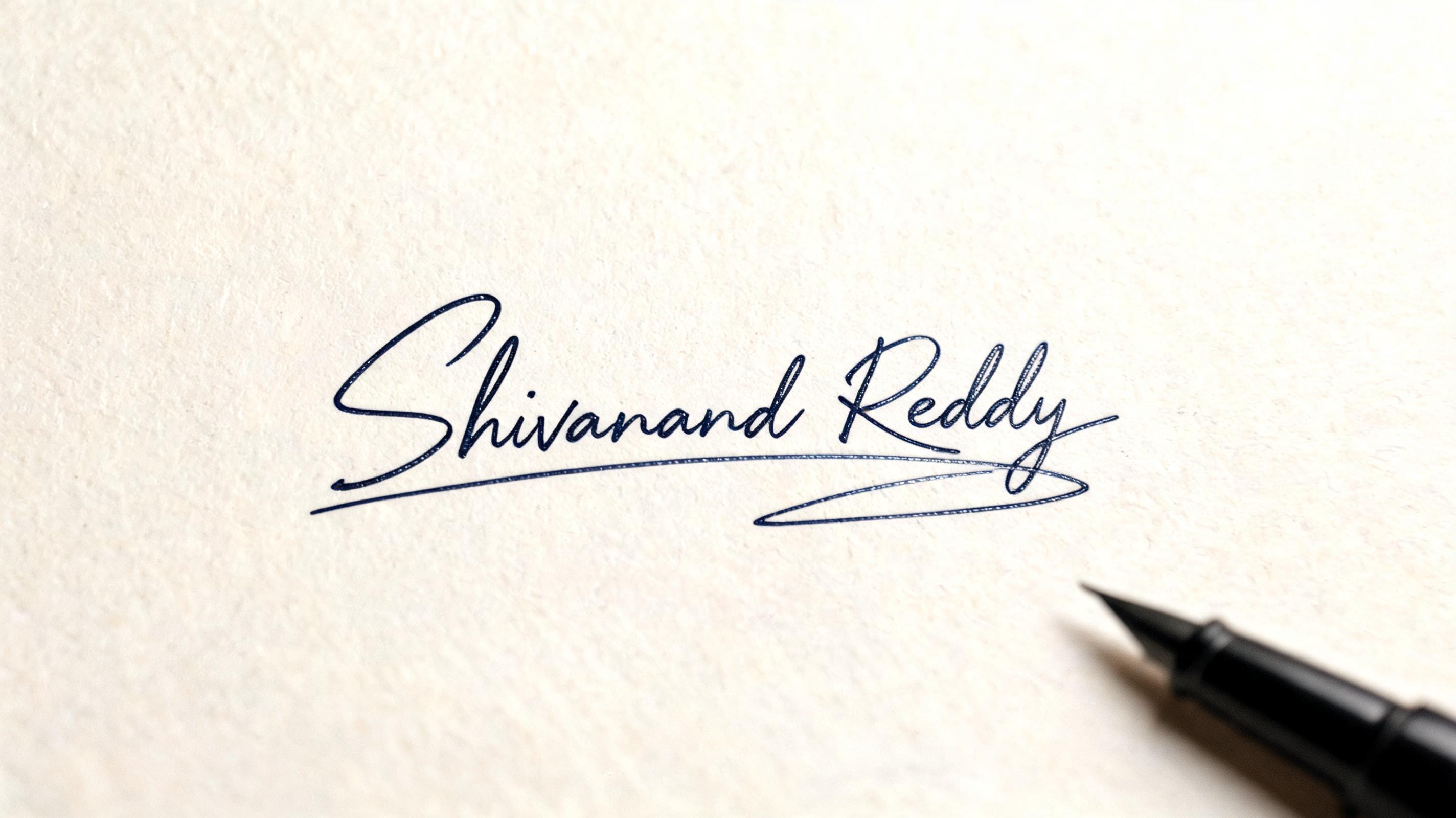 "Shivanand Reddy" — Cursive Signature text effect