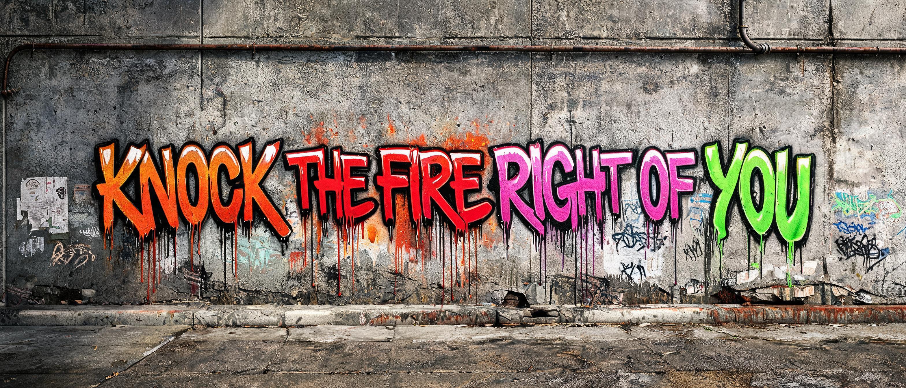 "KNOCK THE FIRE RIGHT OF YOU" — Graffiti | AI Text Effect Generator