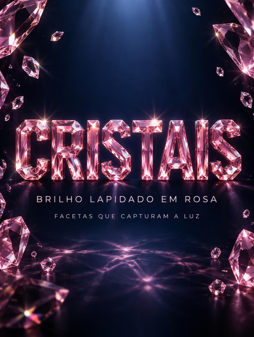 "CRISTAIS
BRILHO LAPIDADO EM ROSA
FACETAS QUE CAPTURAM A LUZ" — Glass Crystal | AI Text Effect Generator