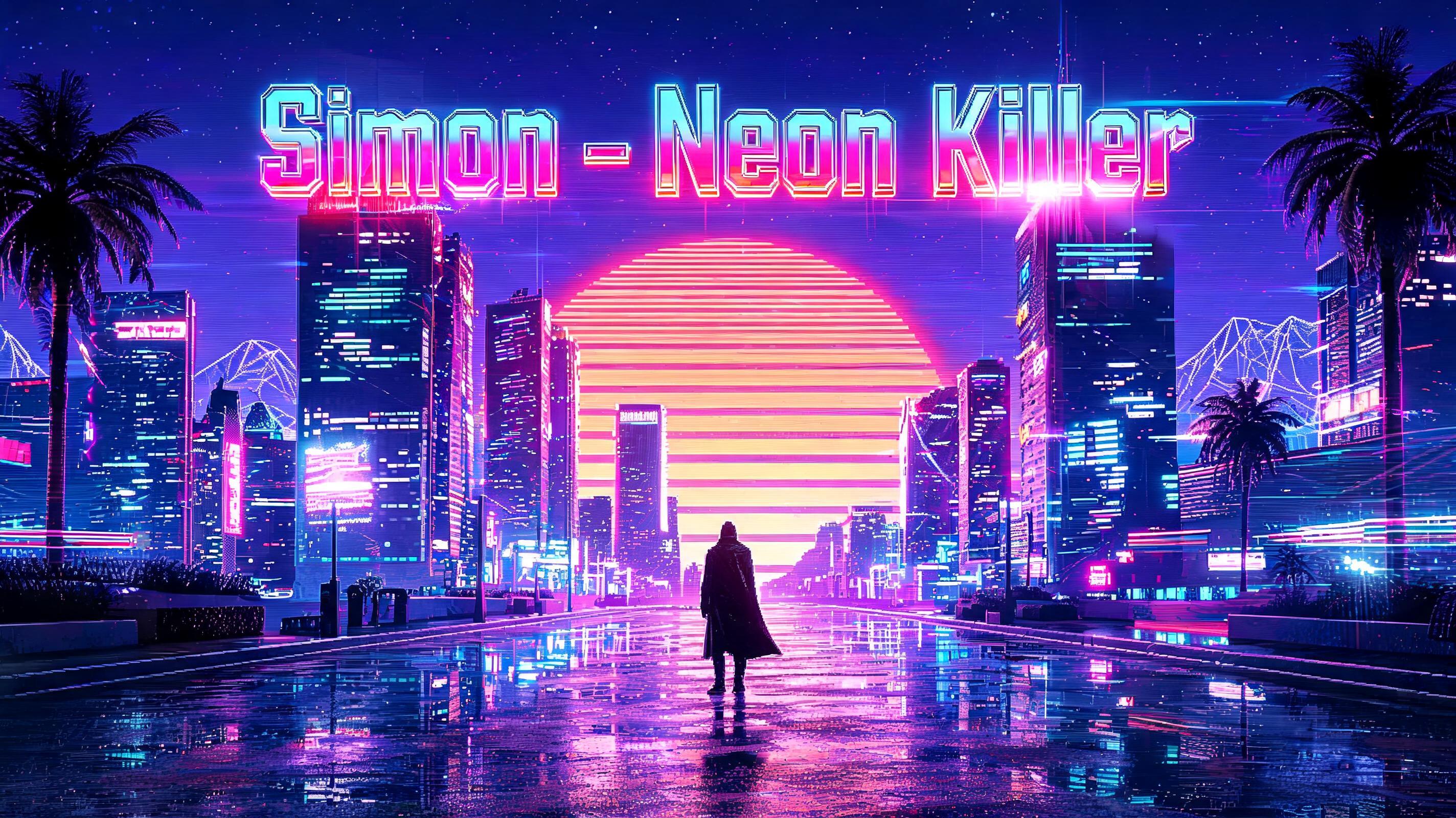 "Simon - Neon Killer" — Synthwave text effect
