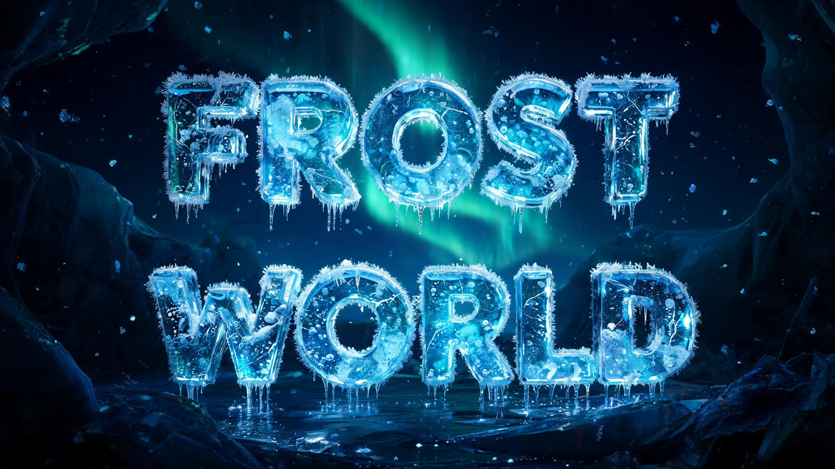 "FROST WORLD
" — Glass Frozen text effect