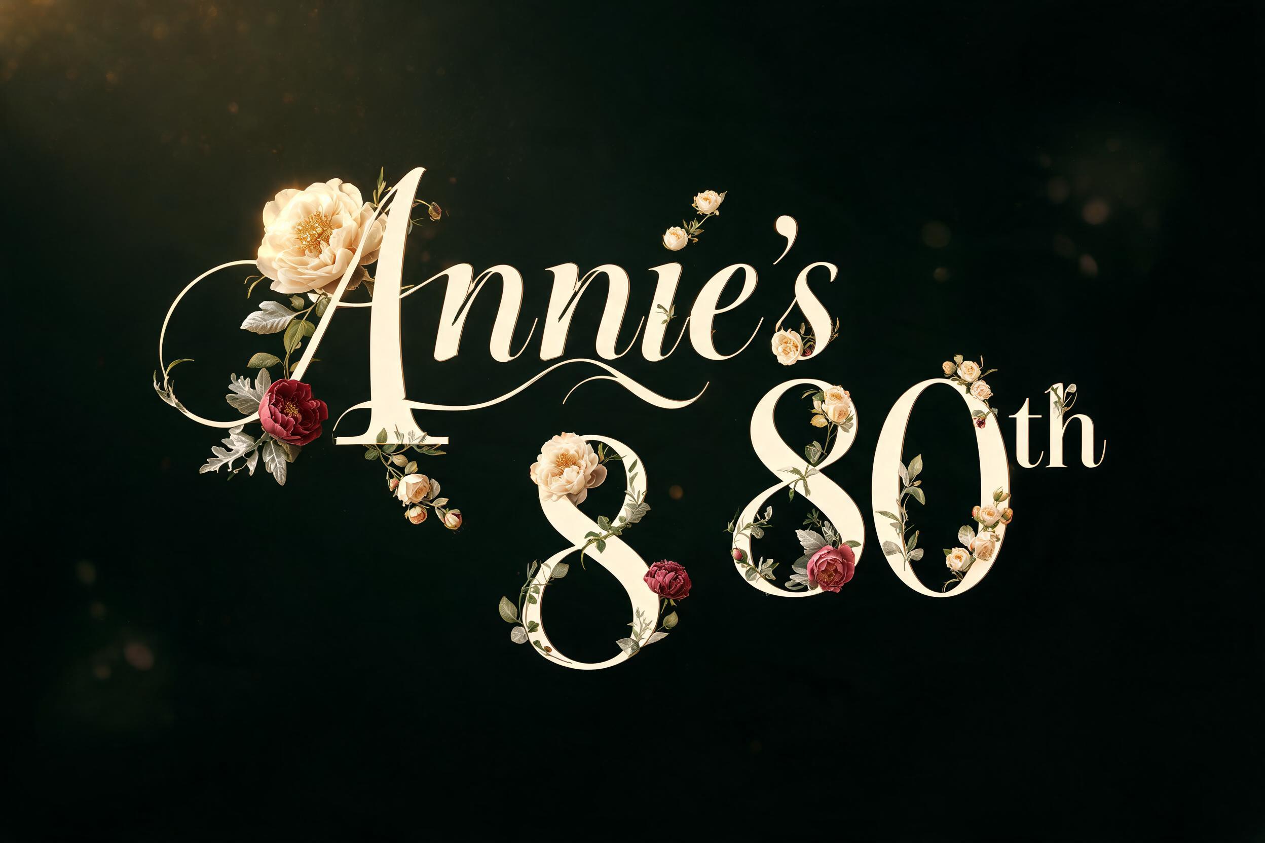 "Annie's 80th" — Floral | AI Text Effect Generator