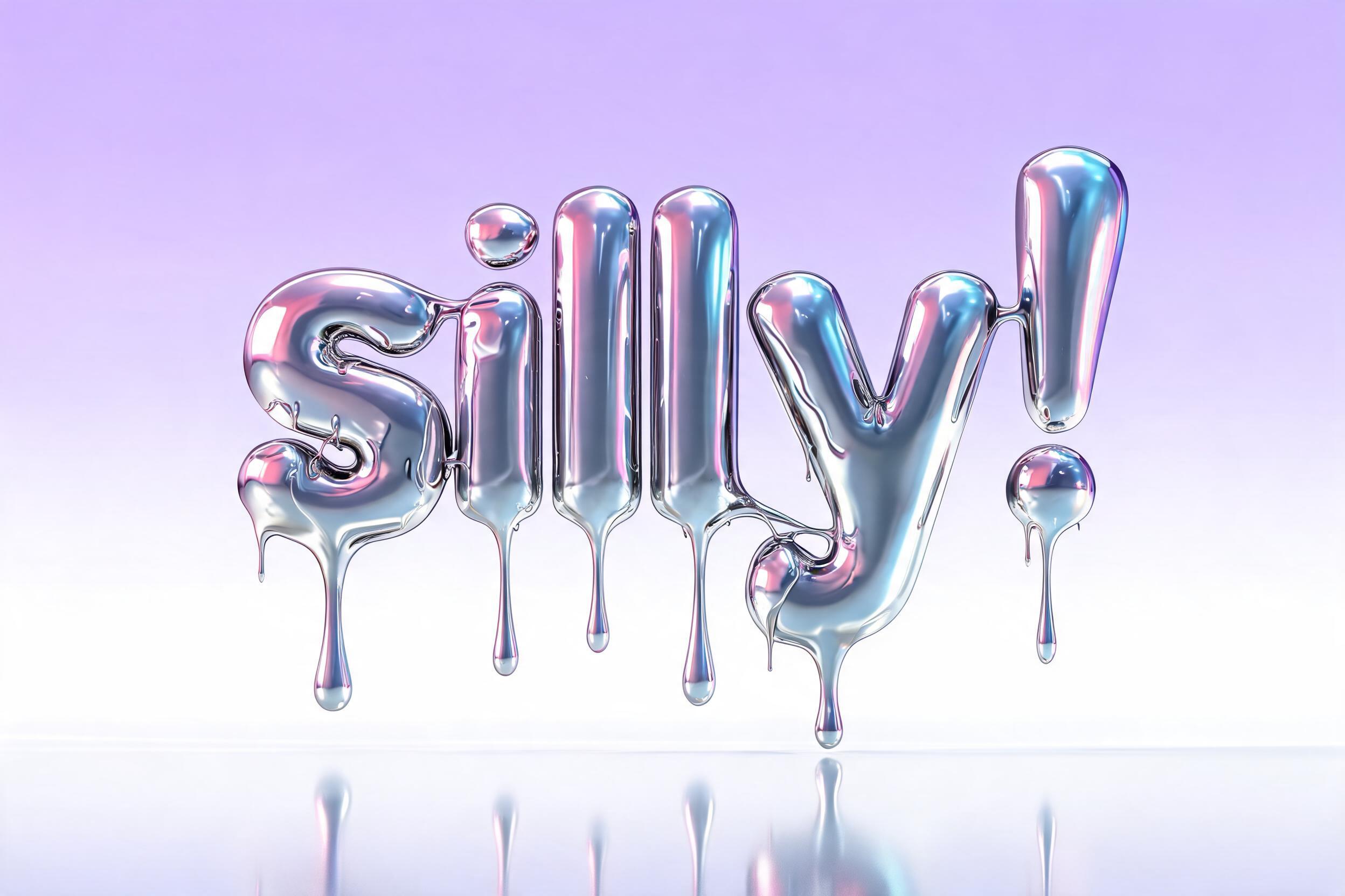 "generate a fluid y2k style logo for "silly!"" — Y2k Liquid | AI Text Effect Generator