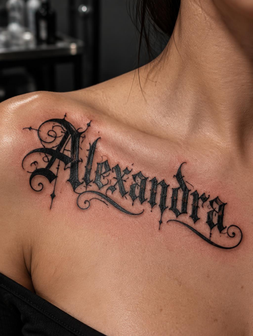 "Alexandra" — Tattoo | AI Text Effect Generator
