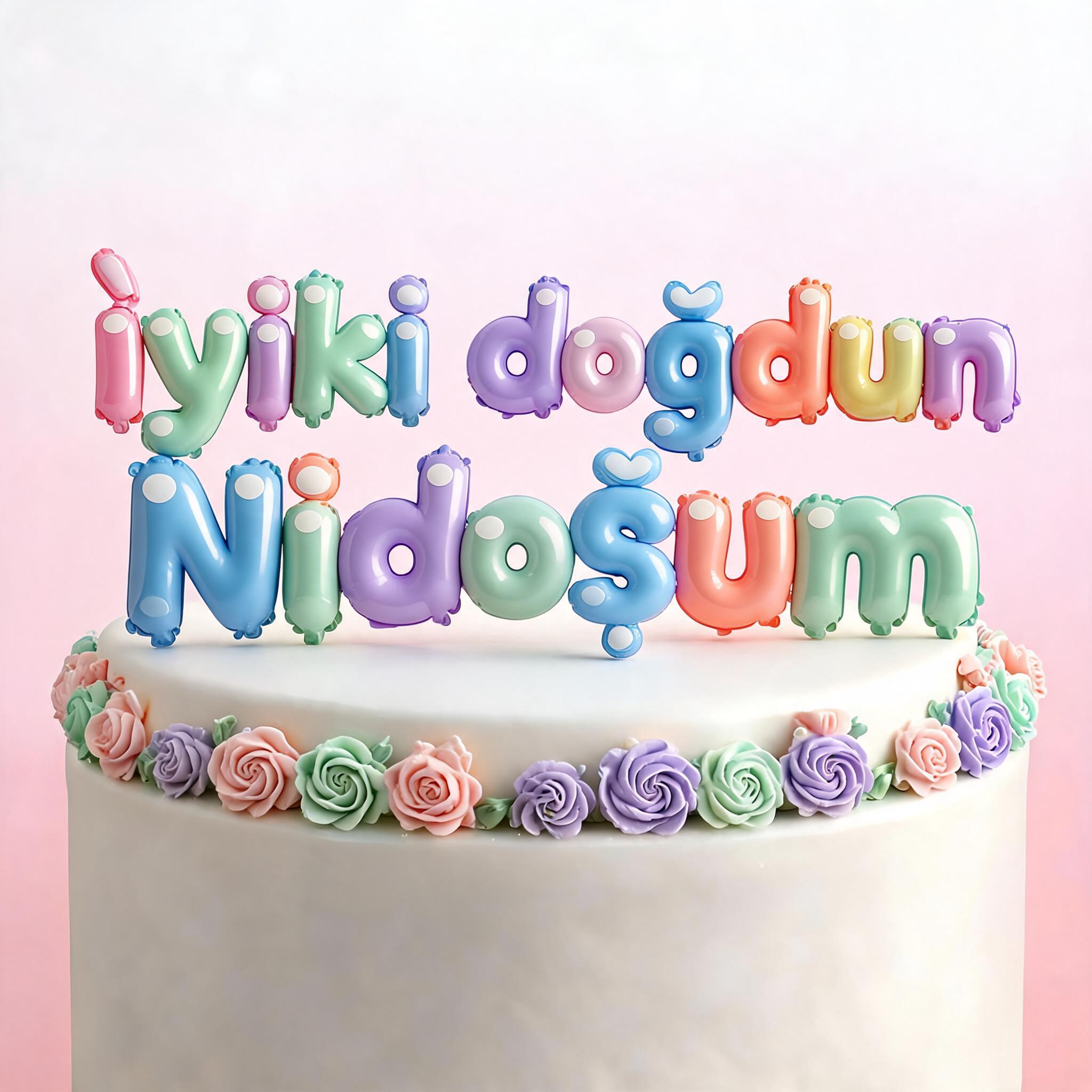 "İyiki doğdun Nidoşum" — 3d Bold Inflated | AI Text Effect Generator