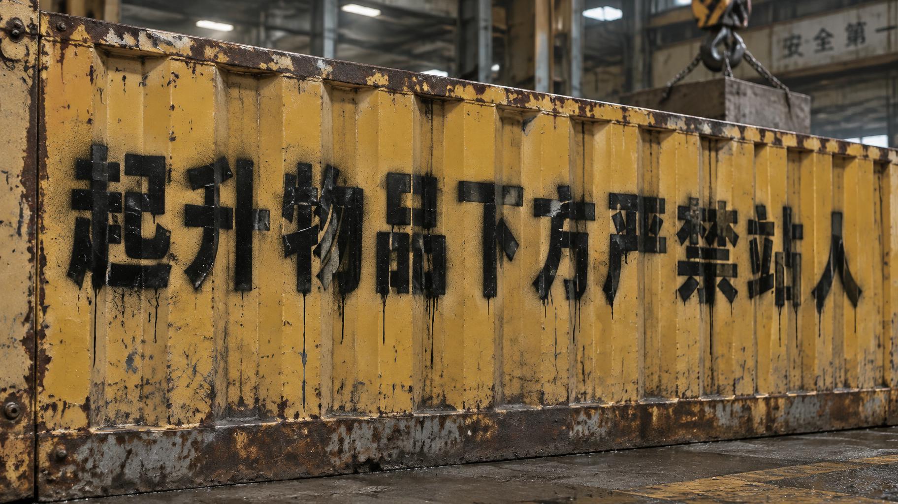 "起升物品下方严禁站人" — Stencil | AI Text Effect Generator