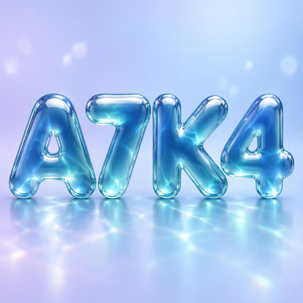 "A7K4" — Glass Liquid | AI Text Effect Generator