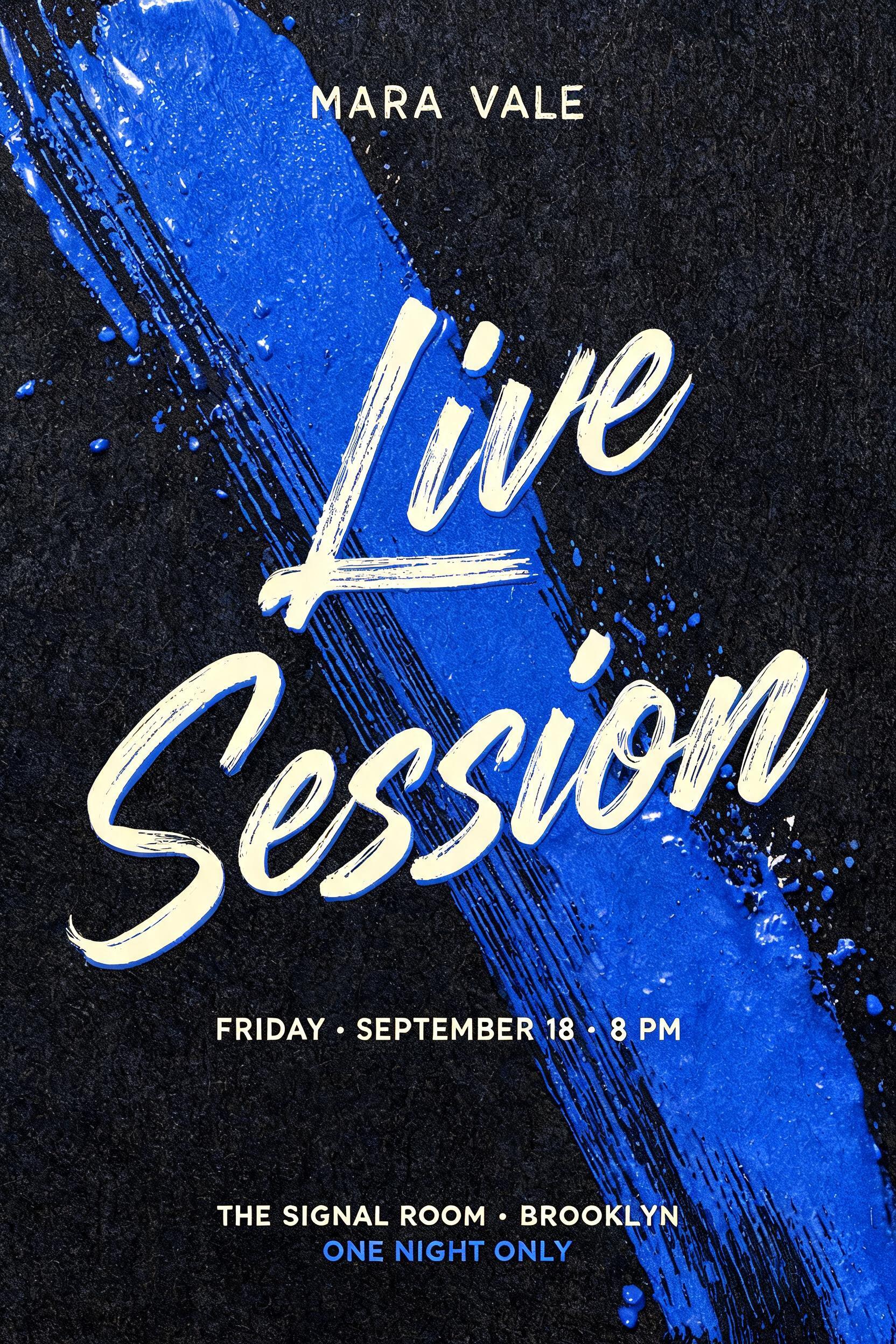 "Design a brush-painted title reading Live Session for my gig poster" — Brush Stroke | AI Text Effect Generator