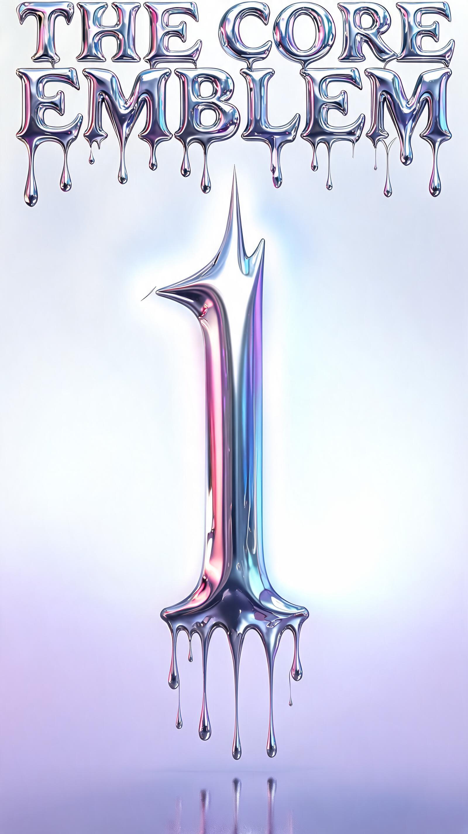 "The Core Emblem: The abstract chrome asset from Option 3 is rotated so the tallest, sharp spike points completely upright. This forms a bold, futuristic "1" shape that stands dead-center in the frame.The Metallic Texture: The surface is a high-g" — Y2k Liquid | AI Text Effect Generator