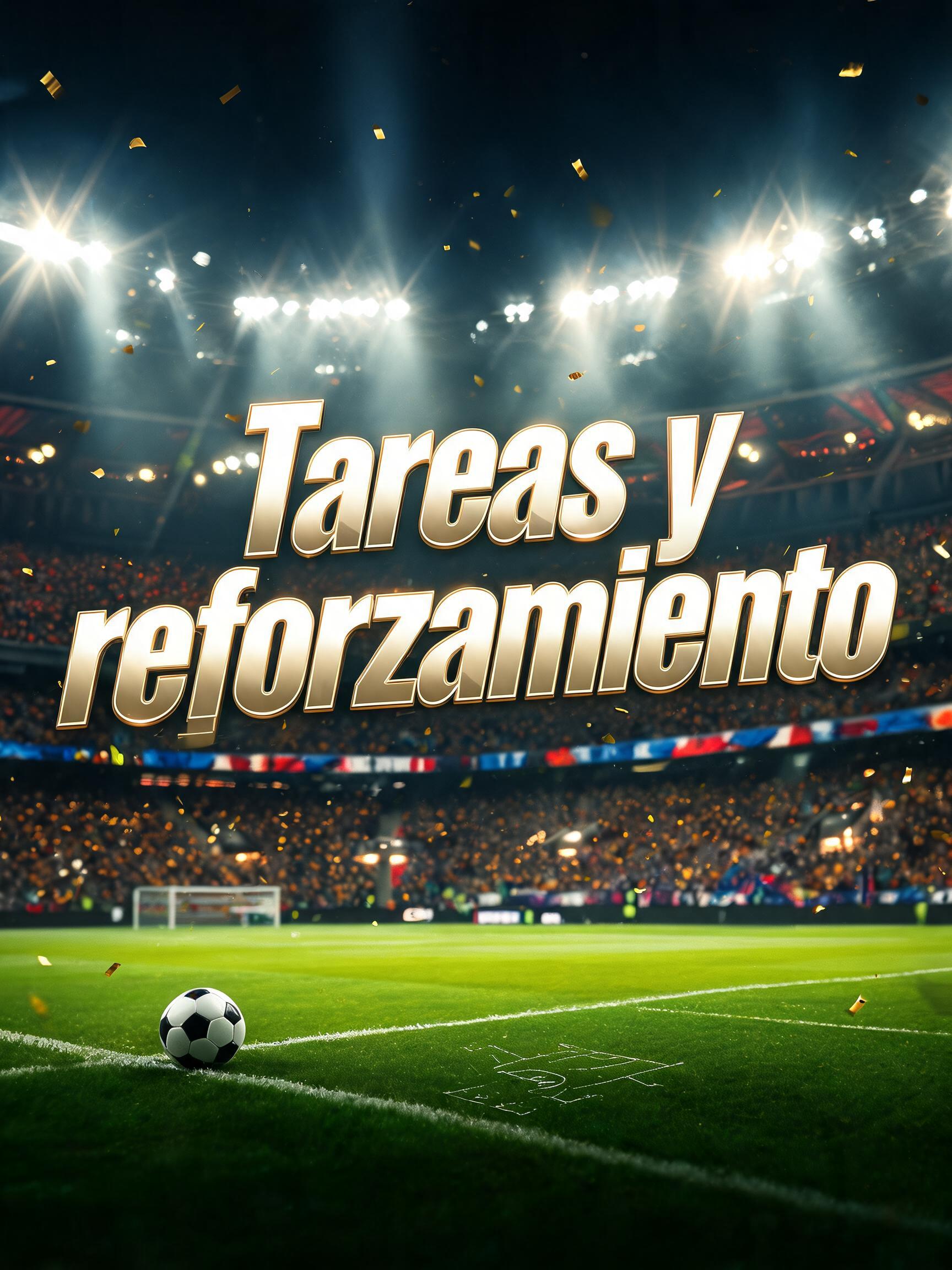 "Tareas y reforzamiento" — Sports Football | AI Text Effect Generator