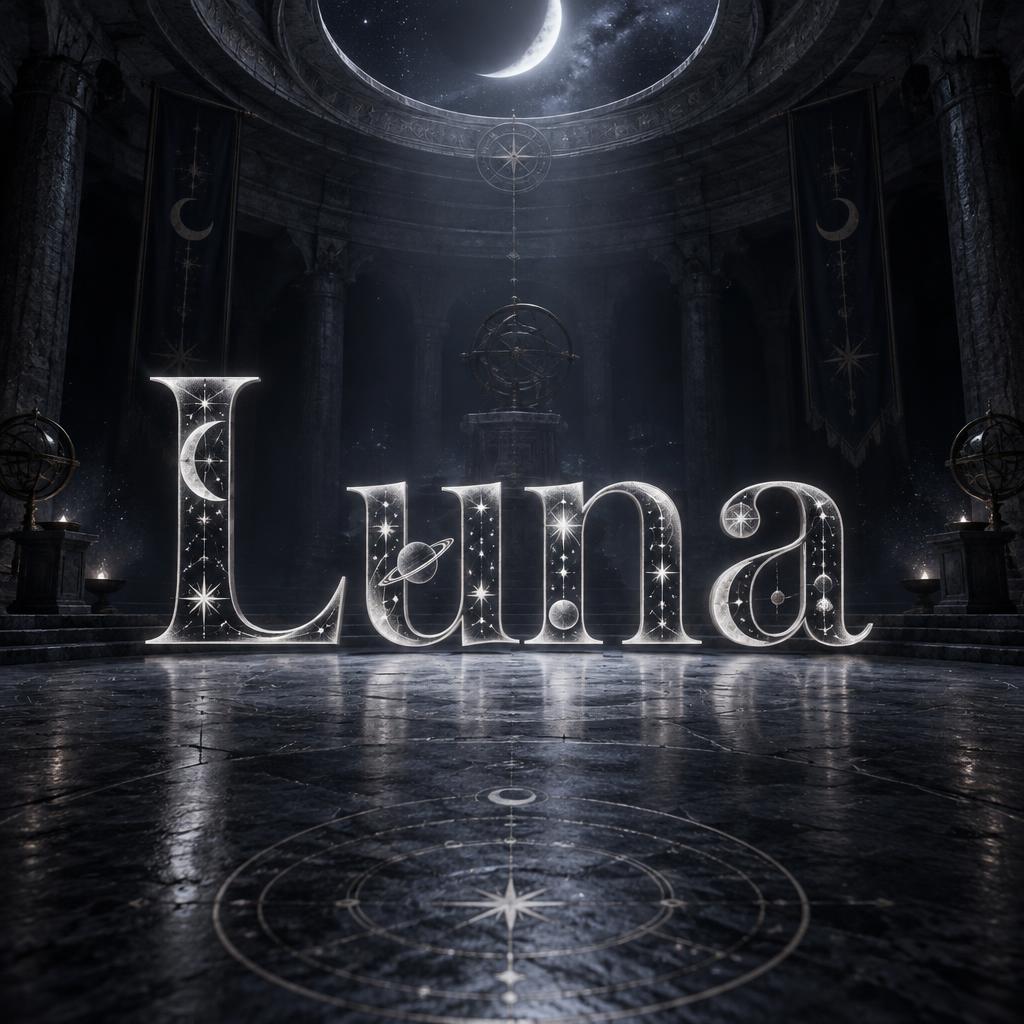 "Luna" — Celestial Symbol text effect