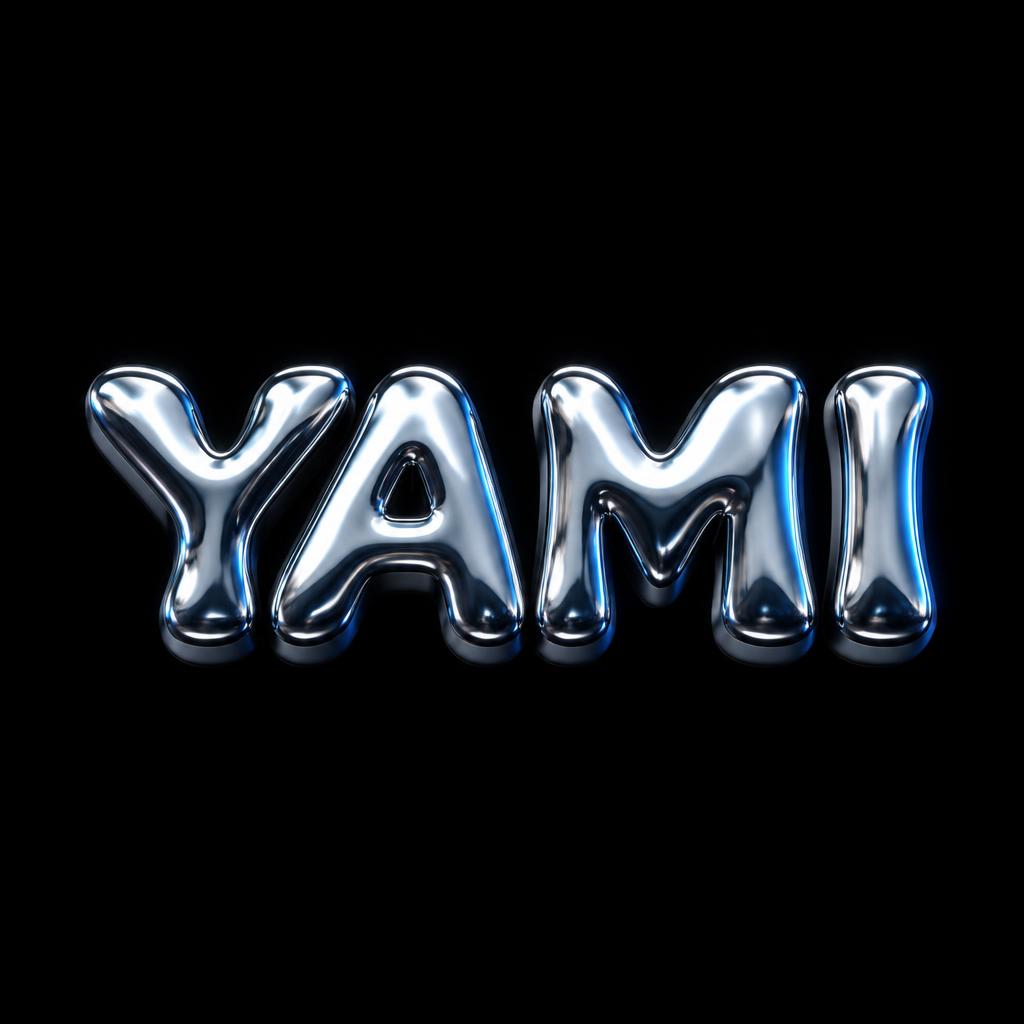 "YAMI" — Chrome Metal 3d | AI Text Effect Generator