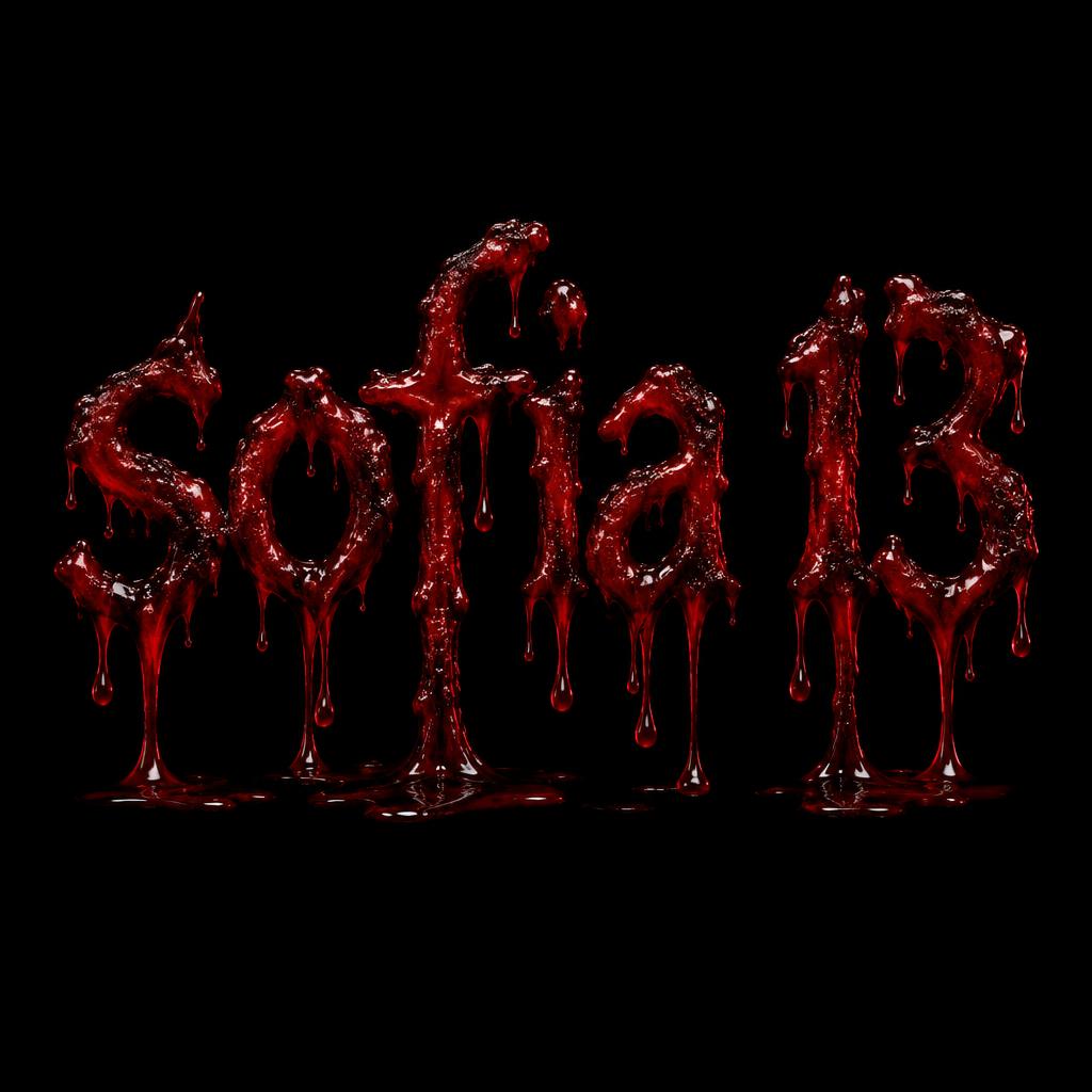 "sofia 13" — Drip Font Blood | AI Text Effect Generator