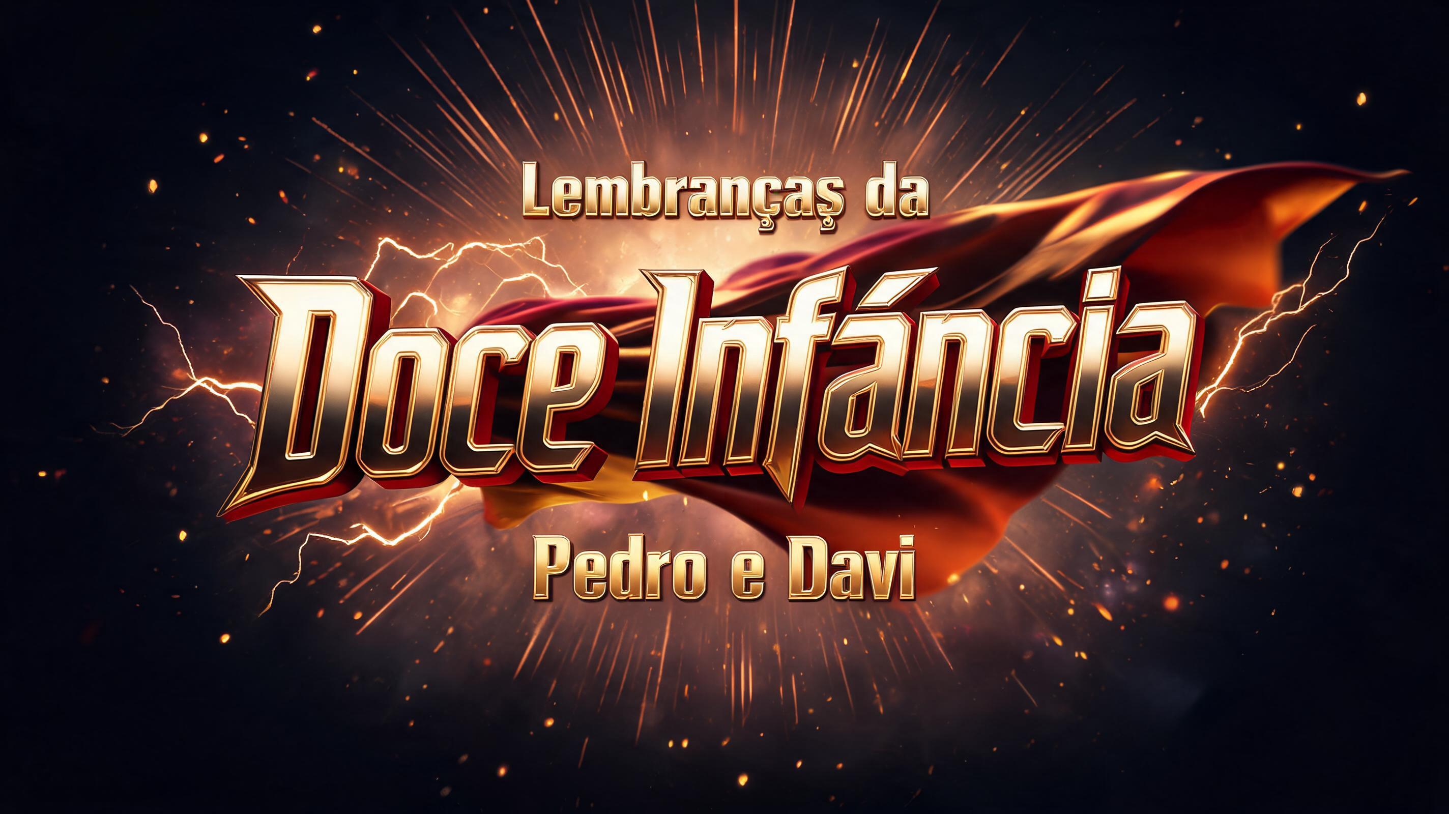 "Lembranças da 
Doce Infância 
 Pedro e Davi" — Superhero text effect
