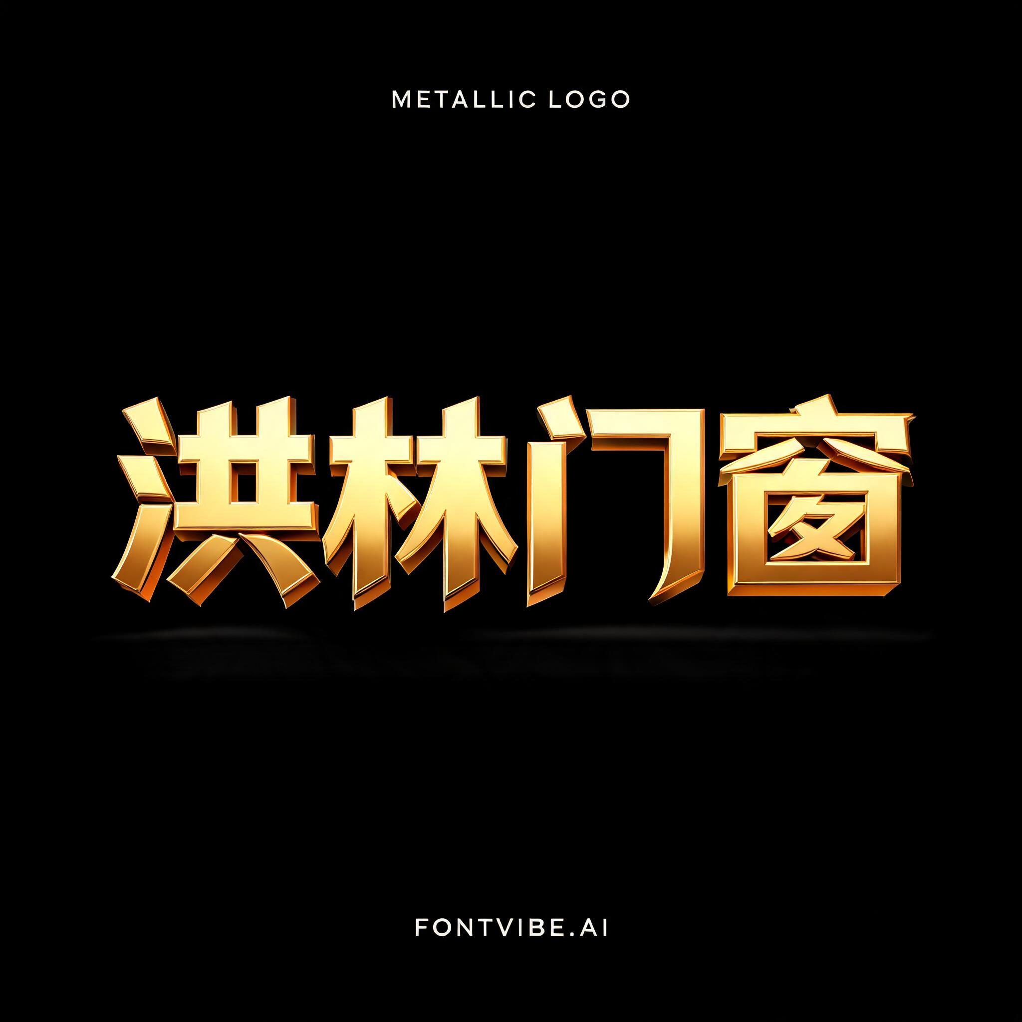 "洪林门窗" — Metallic | AI Text Effect Generator