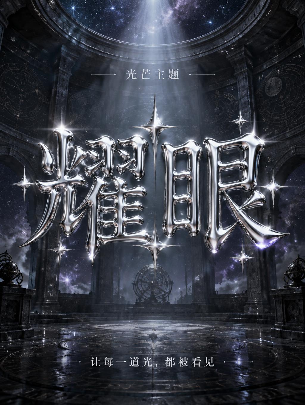 "耀眼
光芒主题
让每一道光，都被看见" — Celestial Symbol text effect
