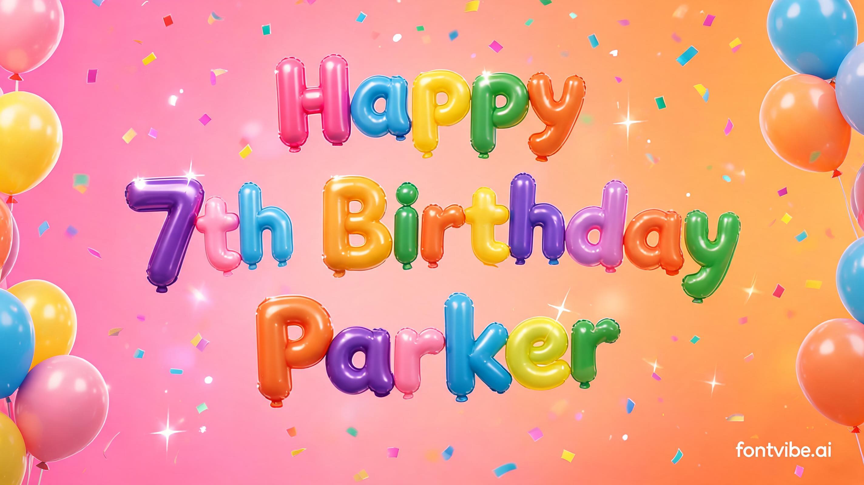 "Happy 7th Birthday Parker" — Birthday | AI Text Effect Generator
