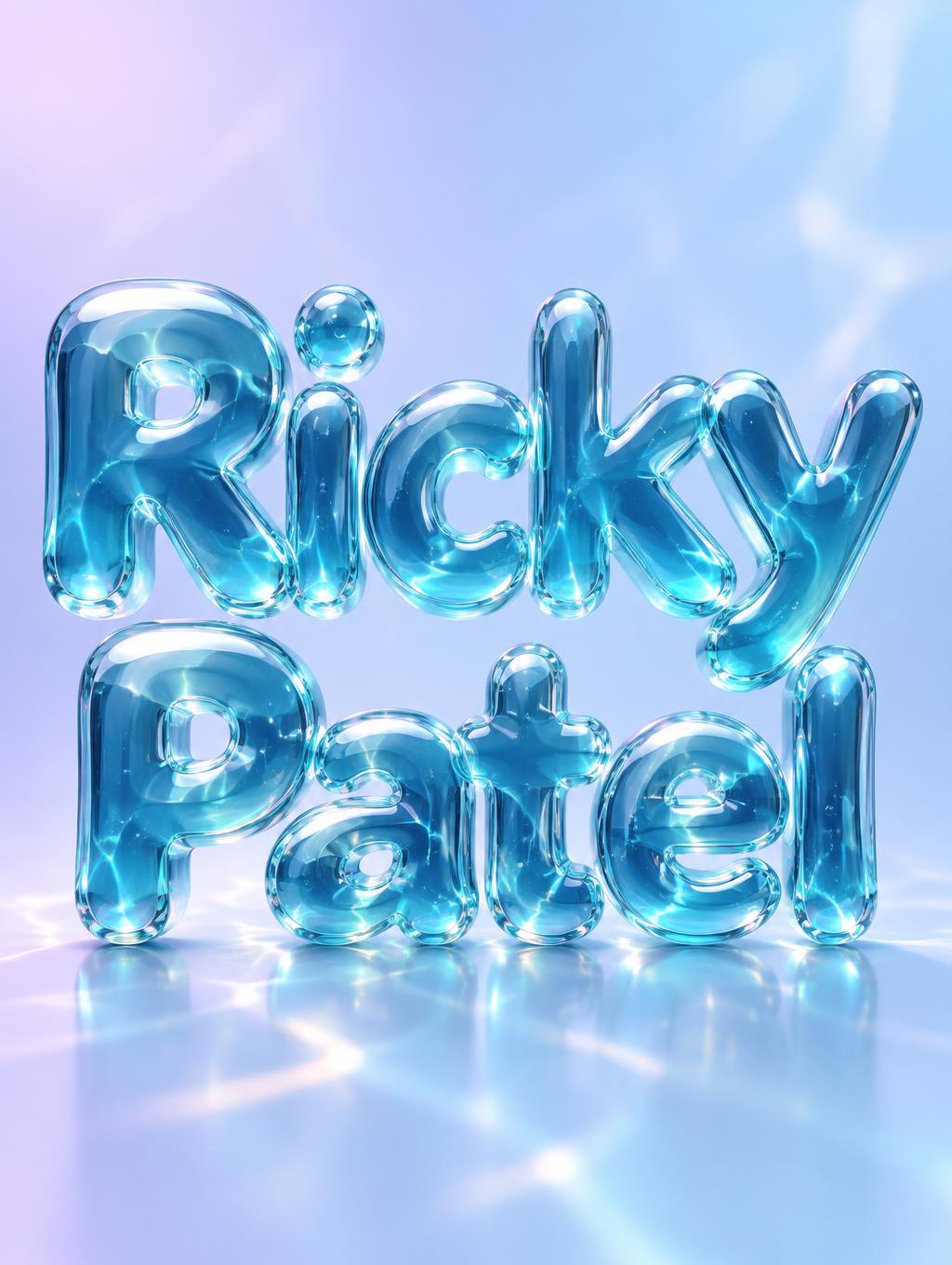 "Ricky
Patel" — Glass Liquid | AI Text Effect Generator