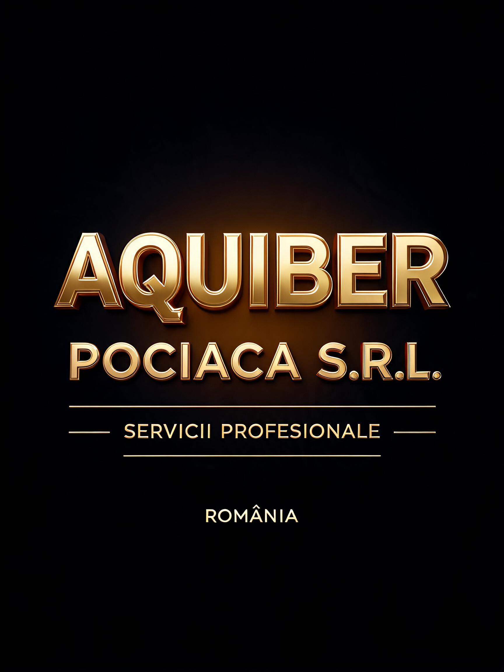 "AQUIBER
POCIACA S.R.L.
SERVICII PROFESIONALE
ROMÂNIA" — 3d Bold Gold | AI Text Effect Generator