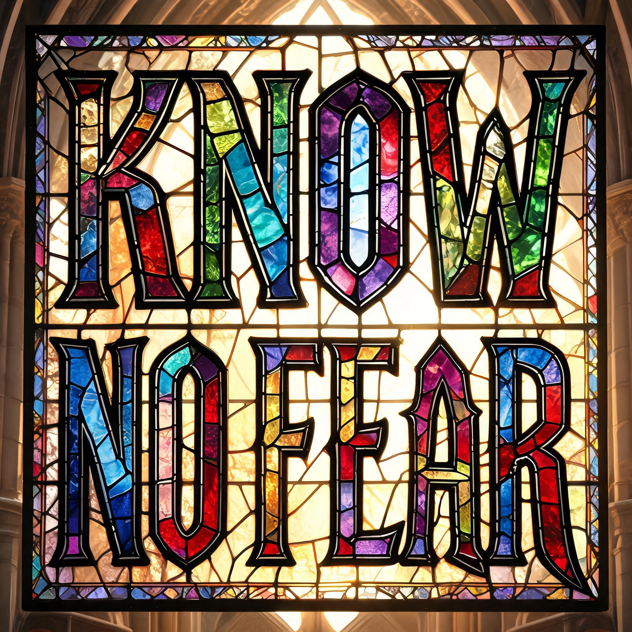 "KNOW NO FEAR" — Glass Color | AI Text Effect Generator