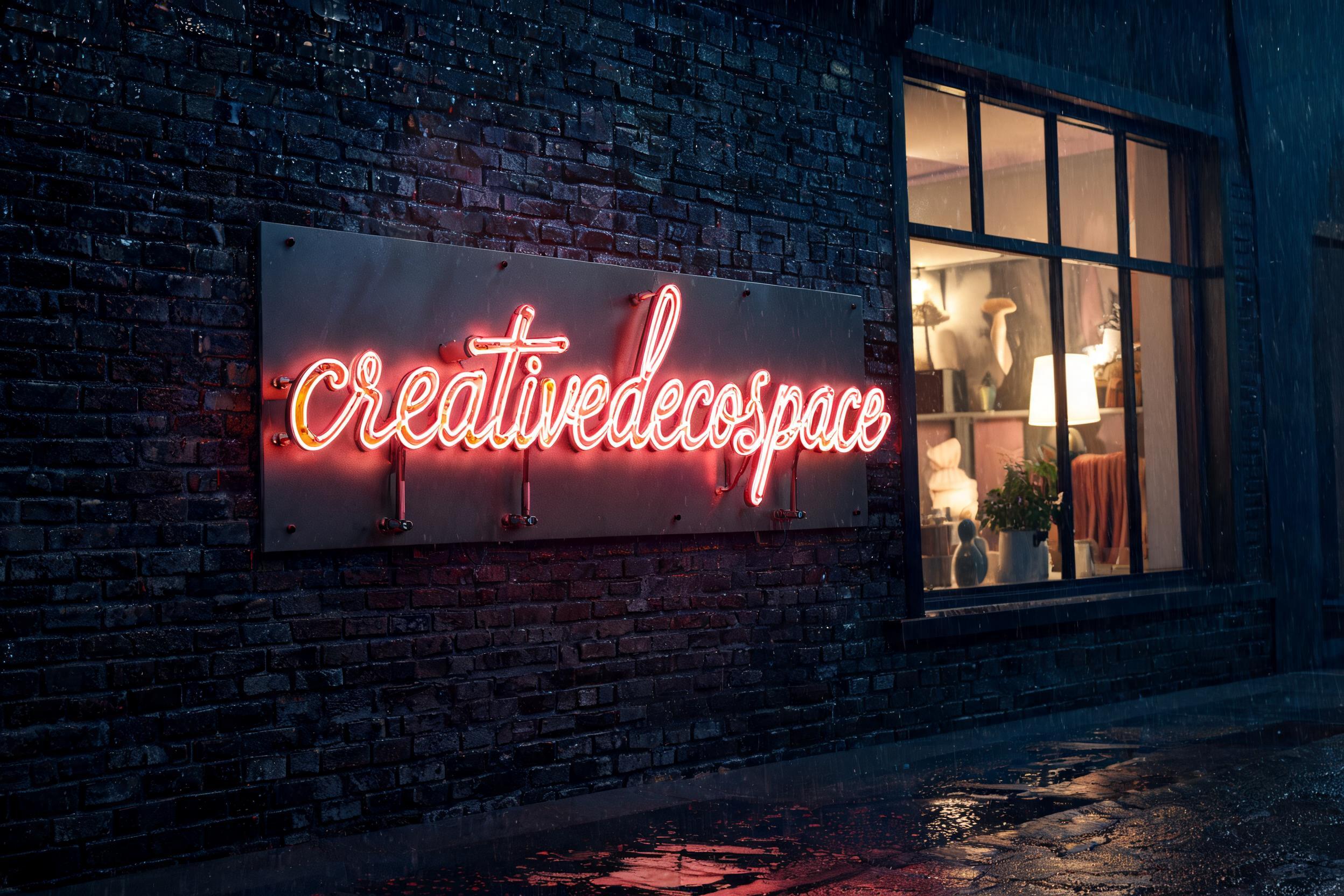 "creativedecospace" — Neon Sign | AI Text Effect Generator