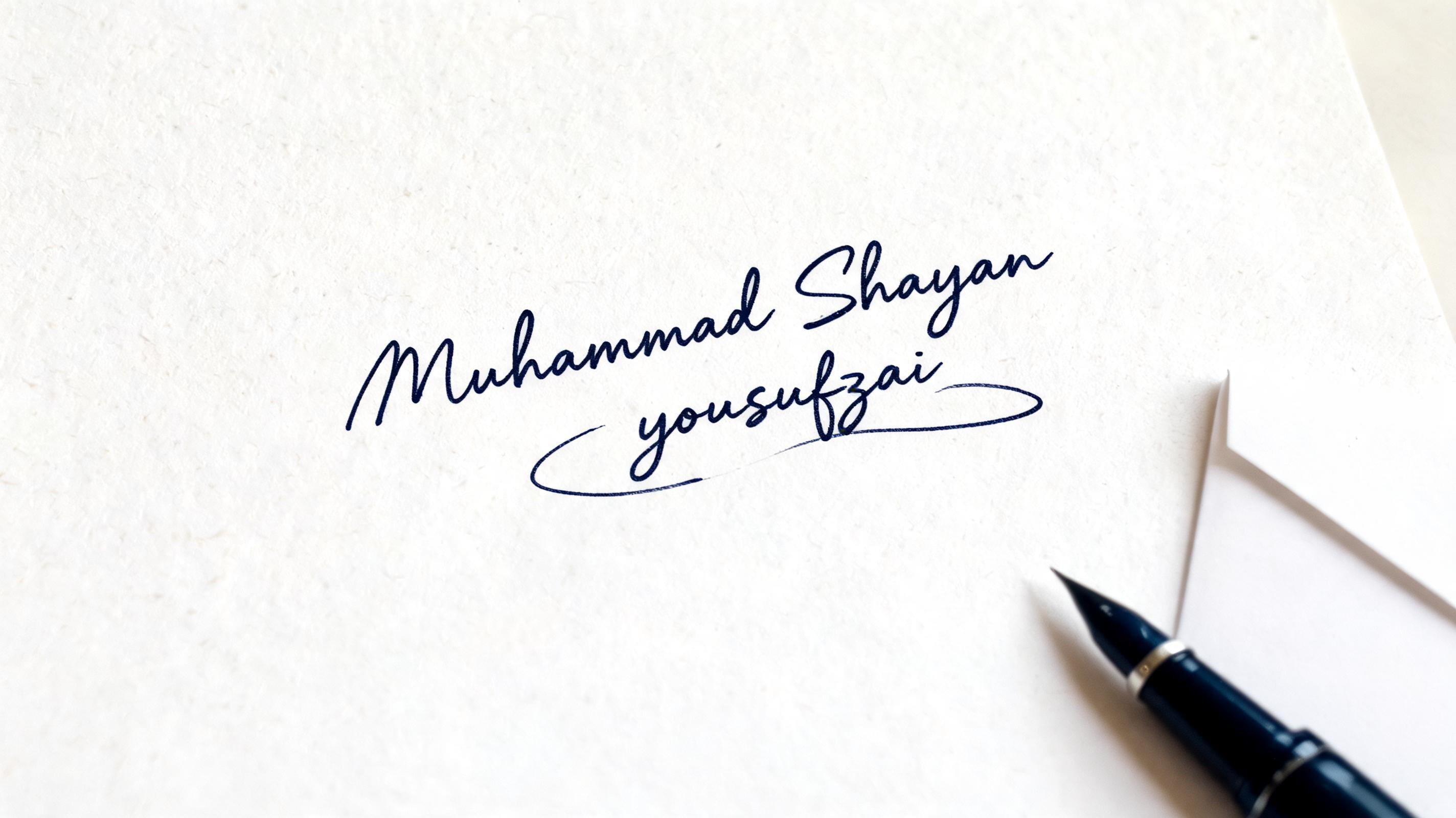 "Muhammad Shayan yousufzai" — Cursive Signature text effect