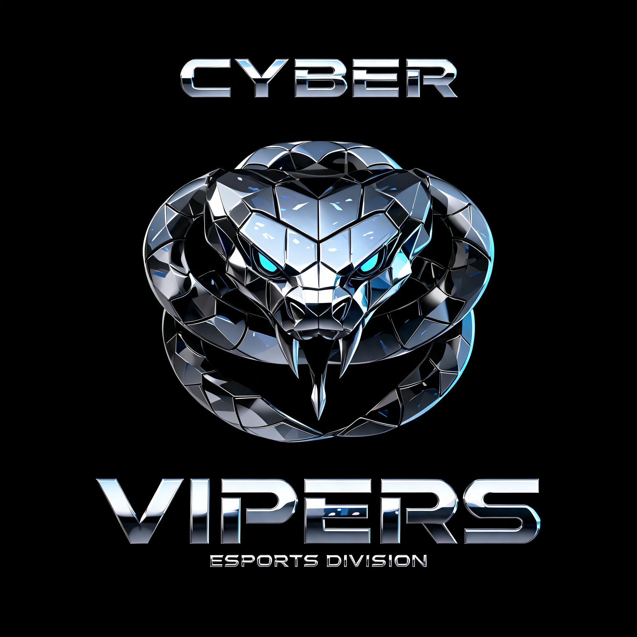 "CYBER
VIPERS
ESPORTS DIVISION" — Chrome Metal 3d | AI Text Effect Generator