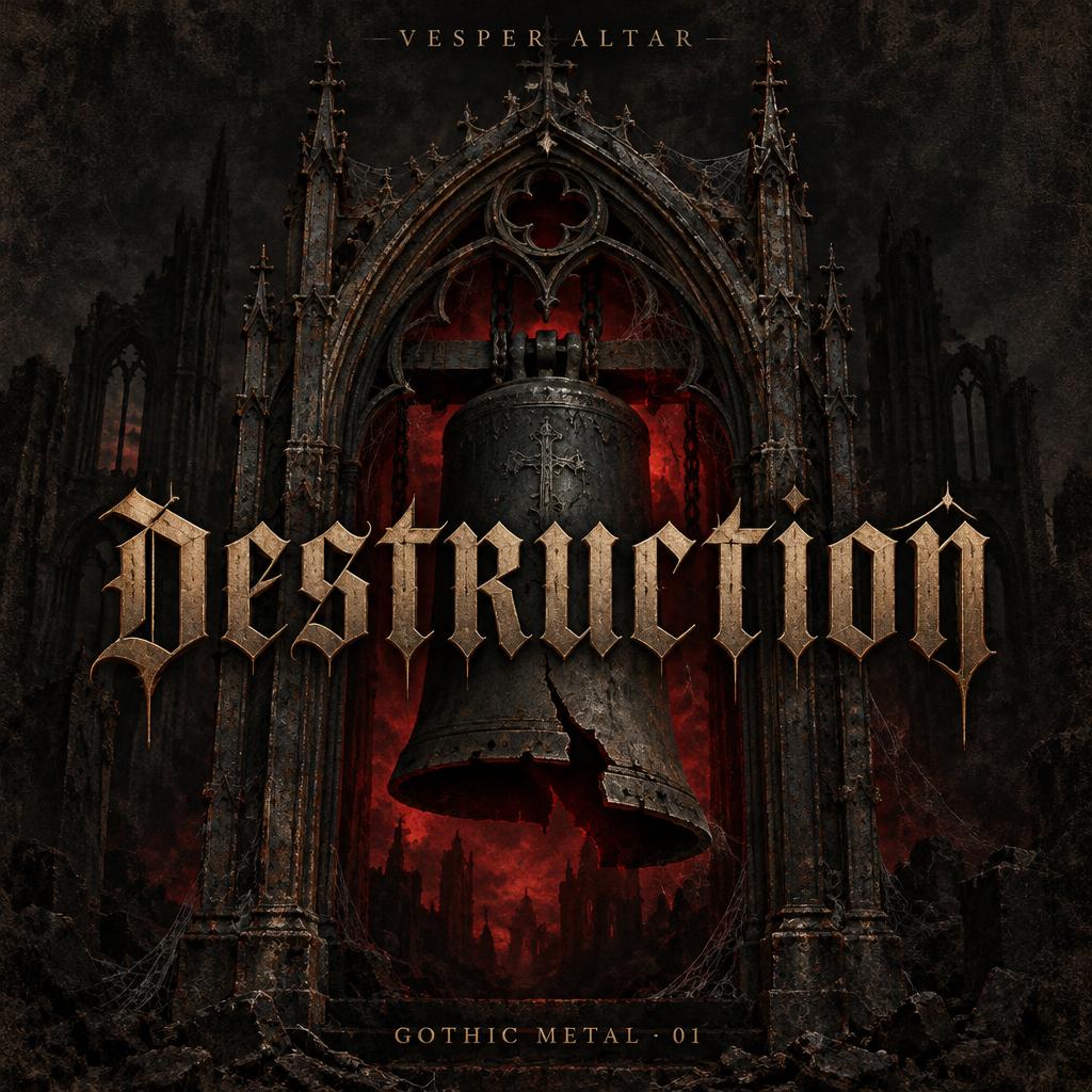 "DESTRUCTION
VESPER ALTAR
GOTHIC METAL · 01" — Gothic Font | AI Text Effect Generator
