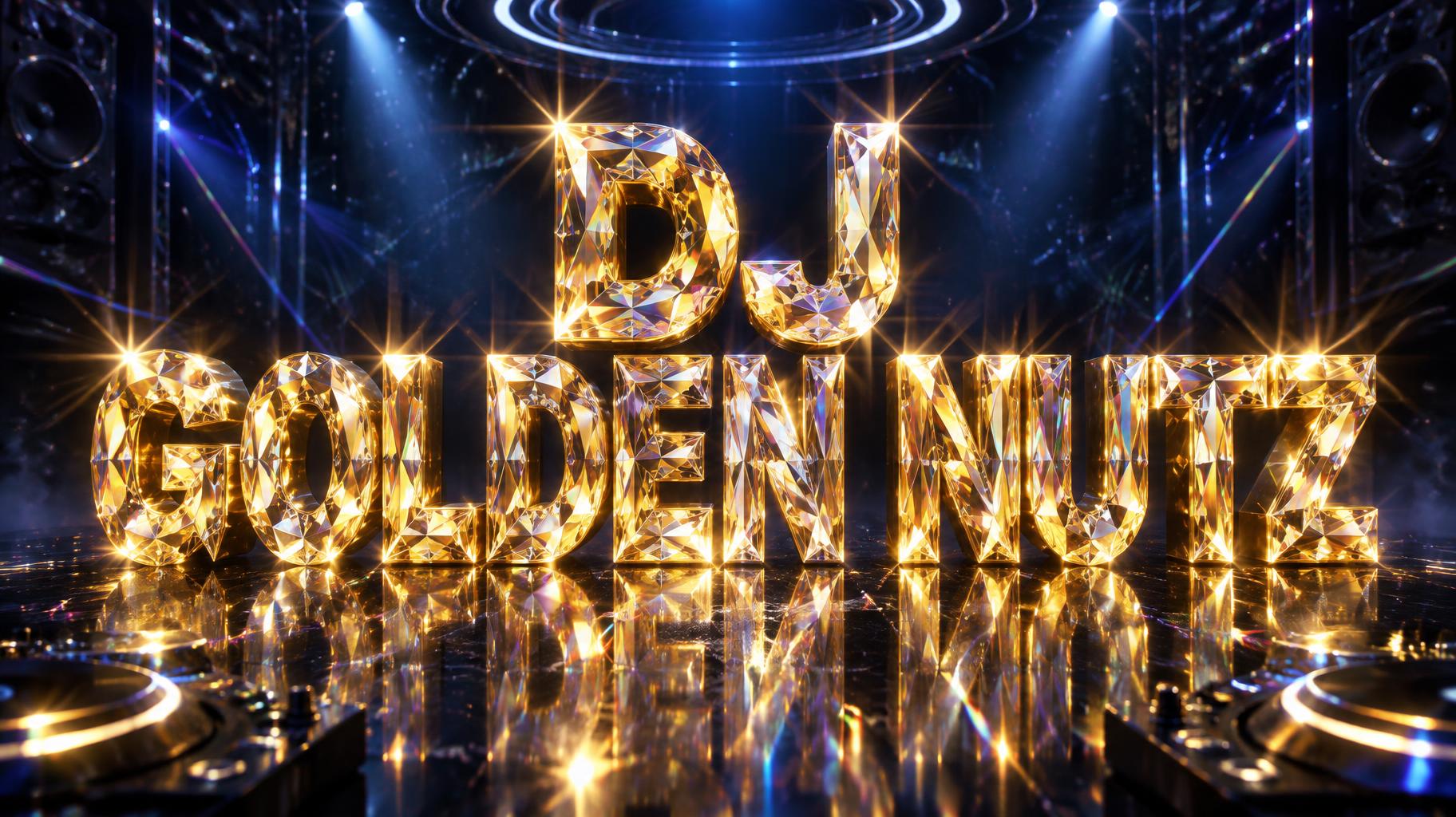 "DJ GOLDEN NUTZ" — Glass Crystal | AI Text Effect Generator