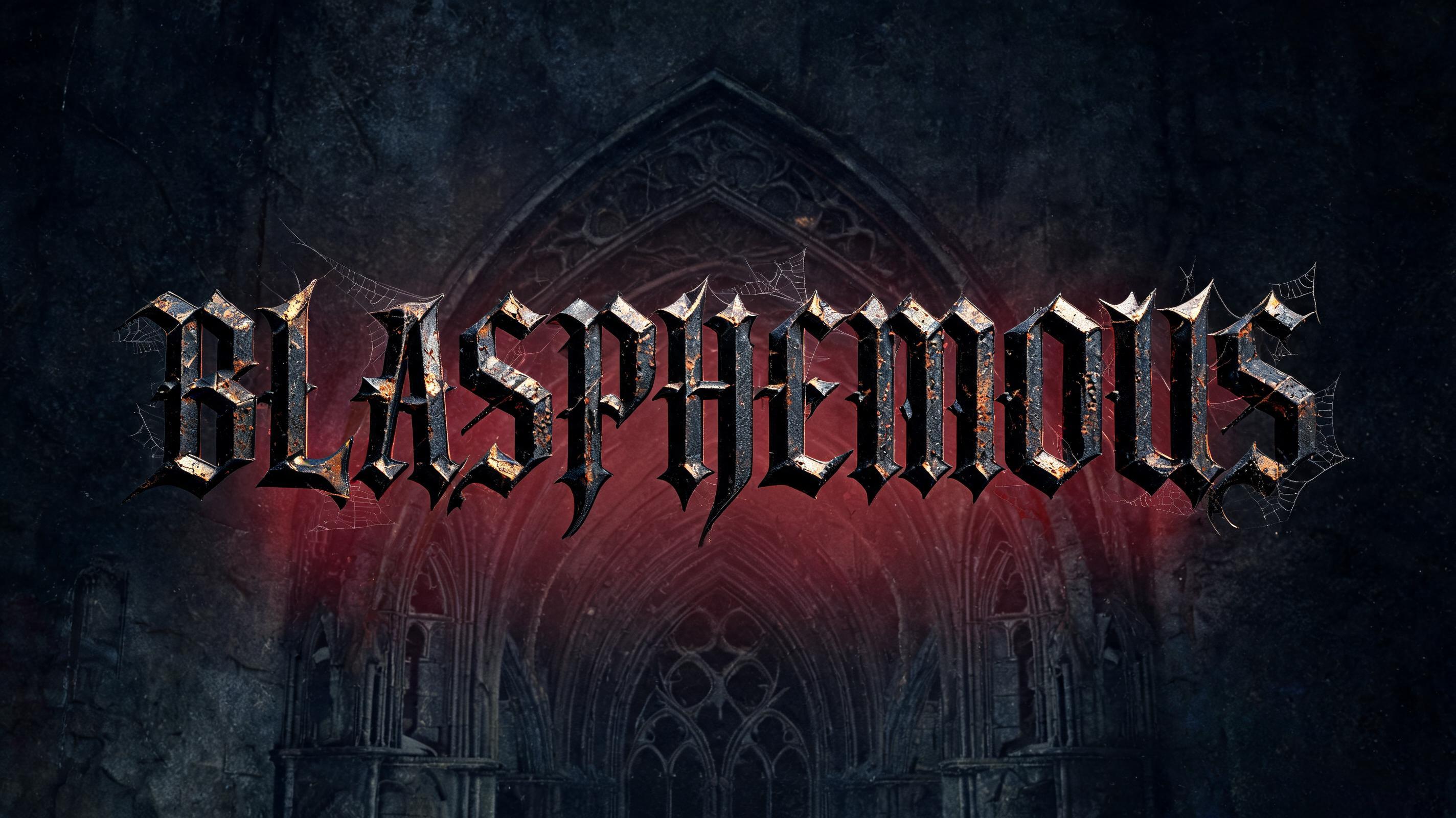 "Blasphemous" — Gothic Font text effect