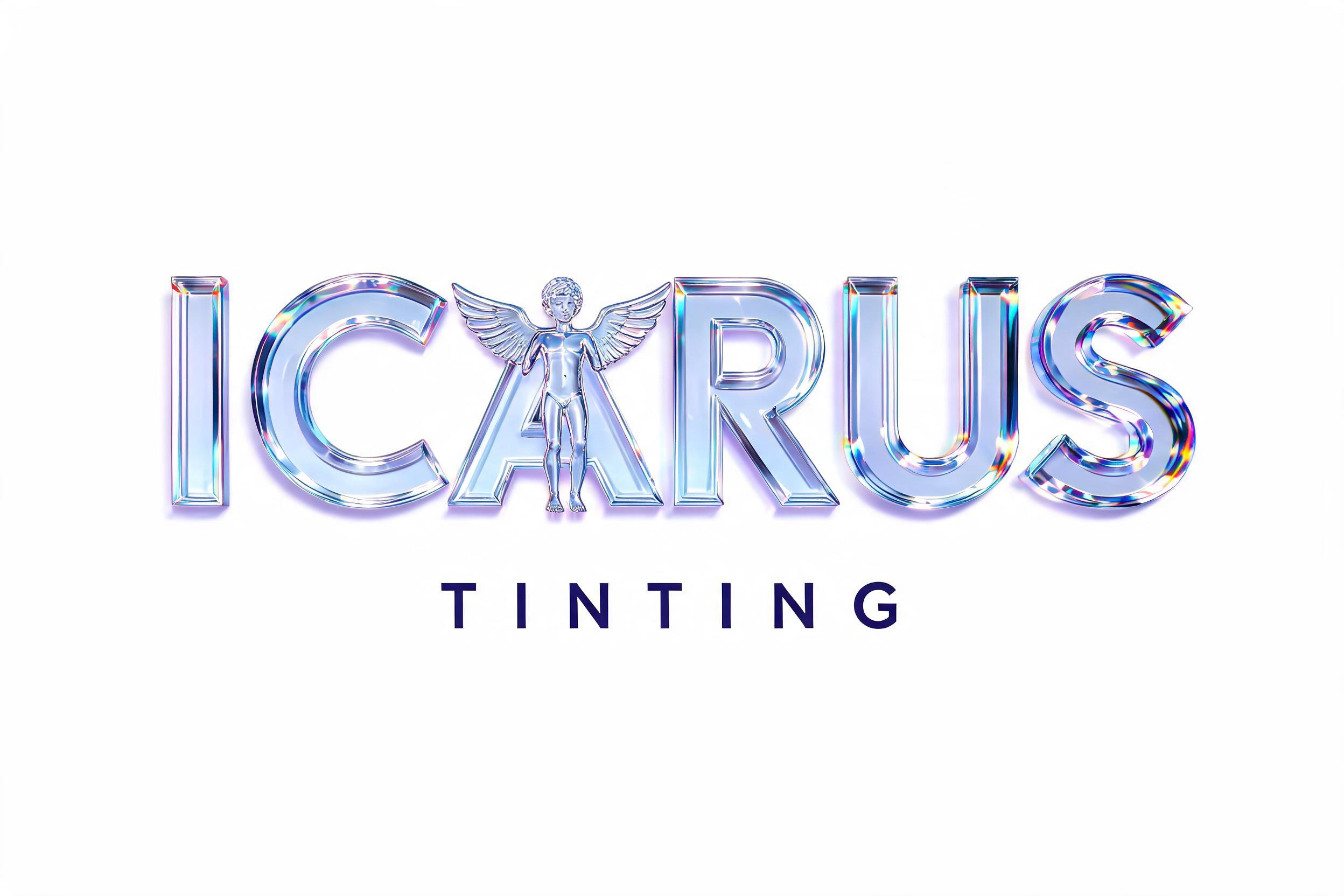 "ICARUS
TINTING" — Glass | AI Text Effect Generator