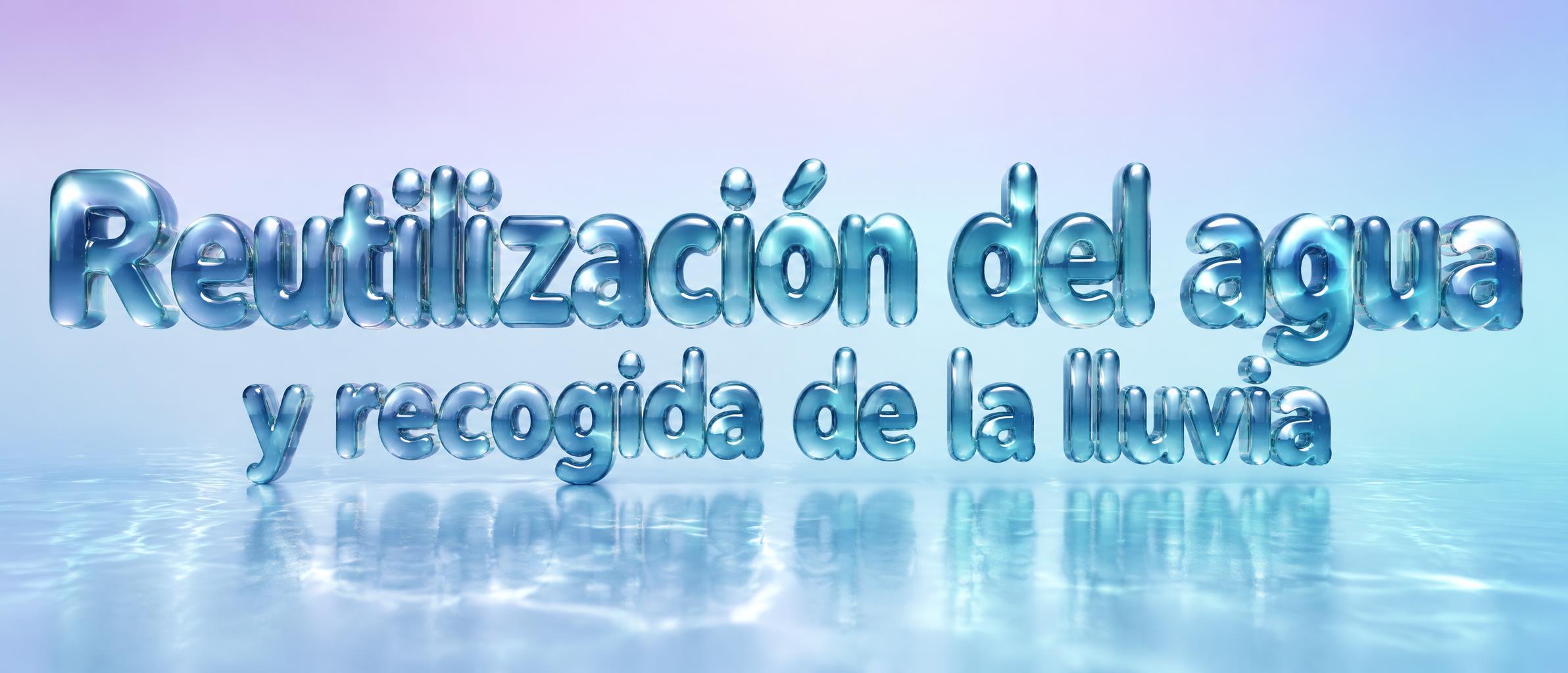 "Reutilización del agua y recogida de la lluvia" — Glass Liquid | AI Text Effect Generator