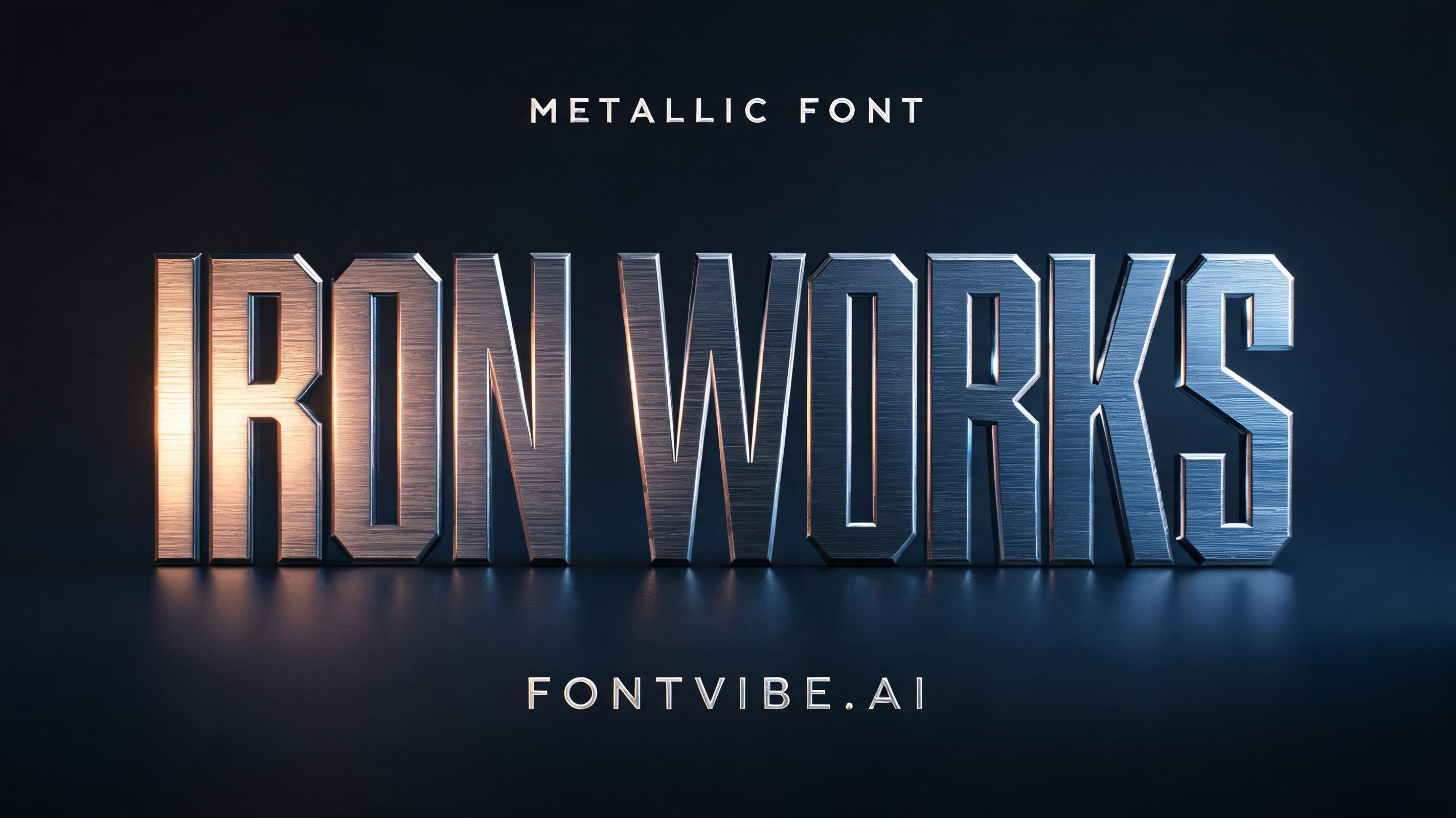 "IRON WORKS" — Metallic | AI Text Effect Generator