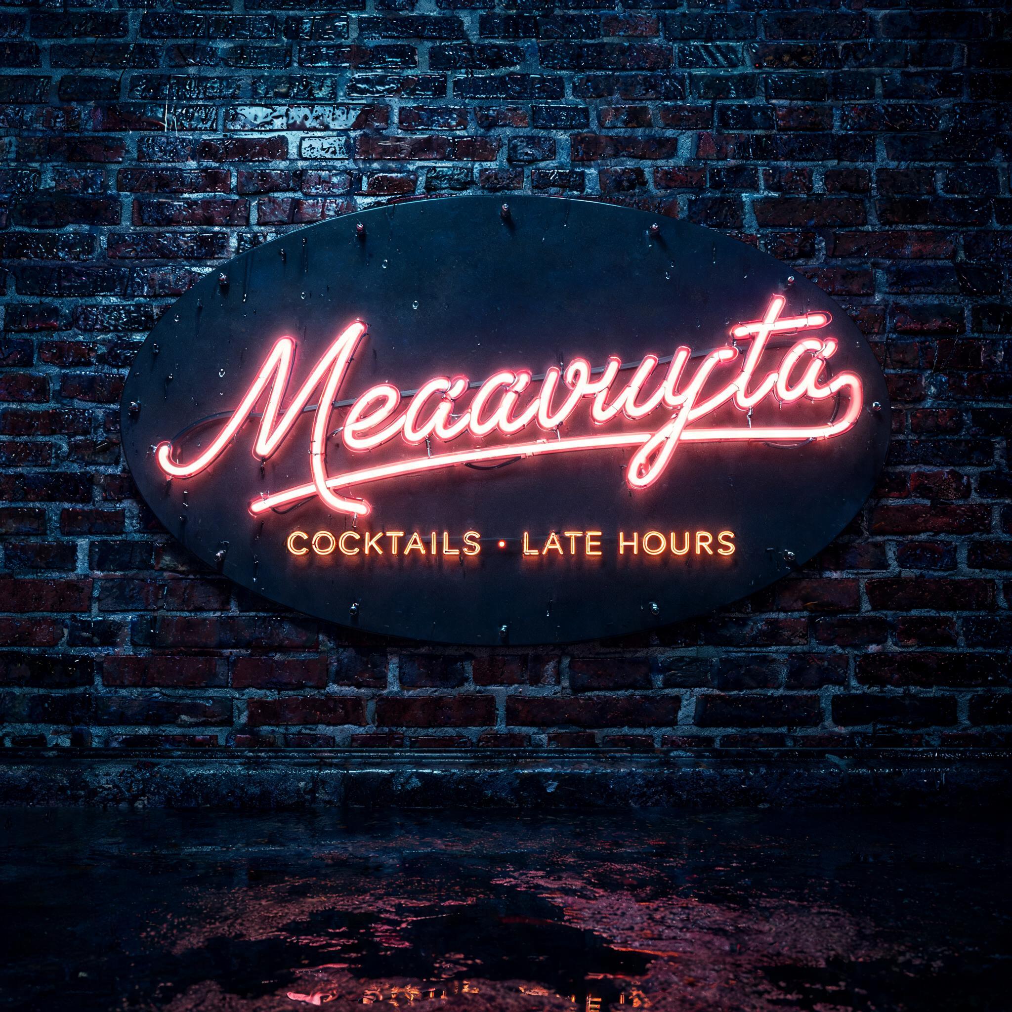 "Μεσανυχτα
COCKTAILS · LATE HOURS" — Neon Sign | AI Text Effect Generator
