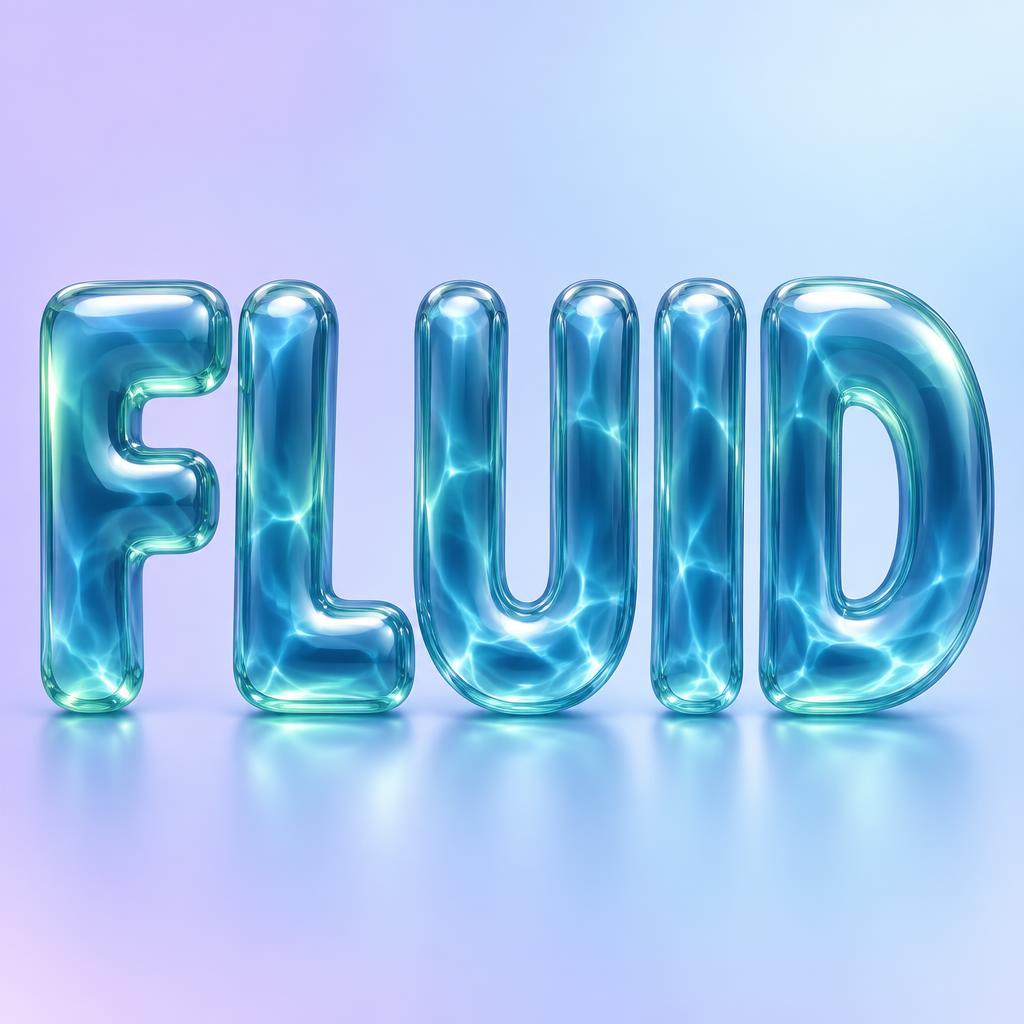 "FLUID" — Glass Liquid | AI Text Effect Generator