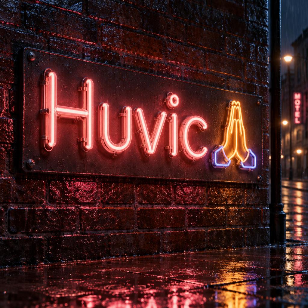 "Huvic 🙏" — Neon Sign | AI Text Effect Generator