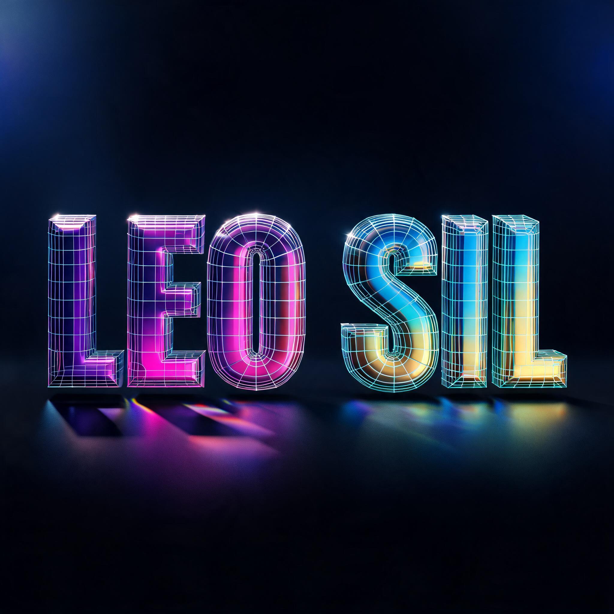 "LEO SIL" — 3d Bold Holographic text effect