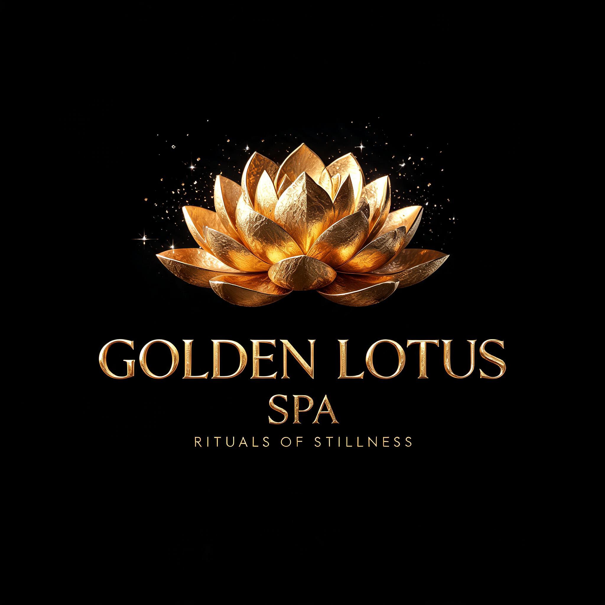 "GOLDEN LOTUS
SPA
RITUALS OF STILLNESS" — Luxury Gold text effect
