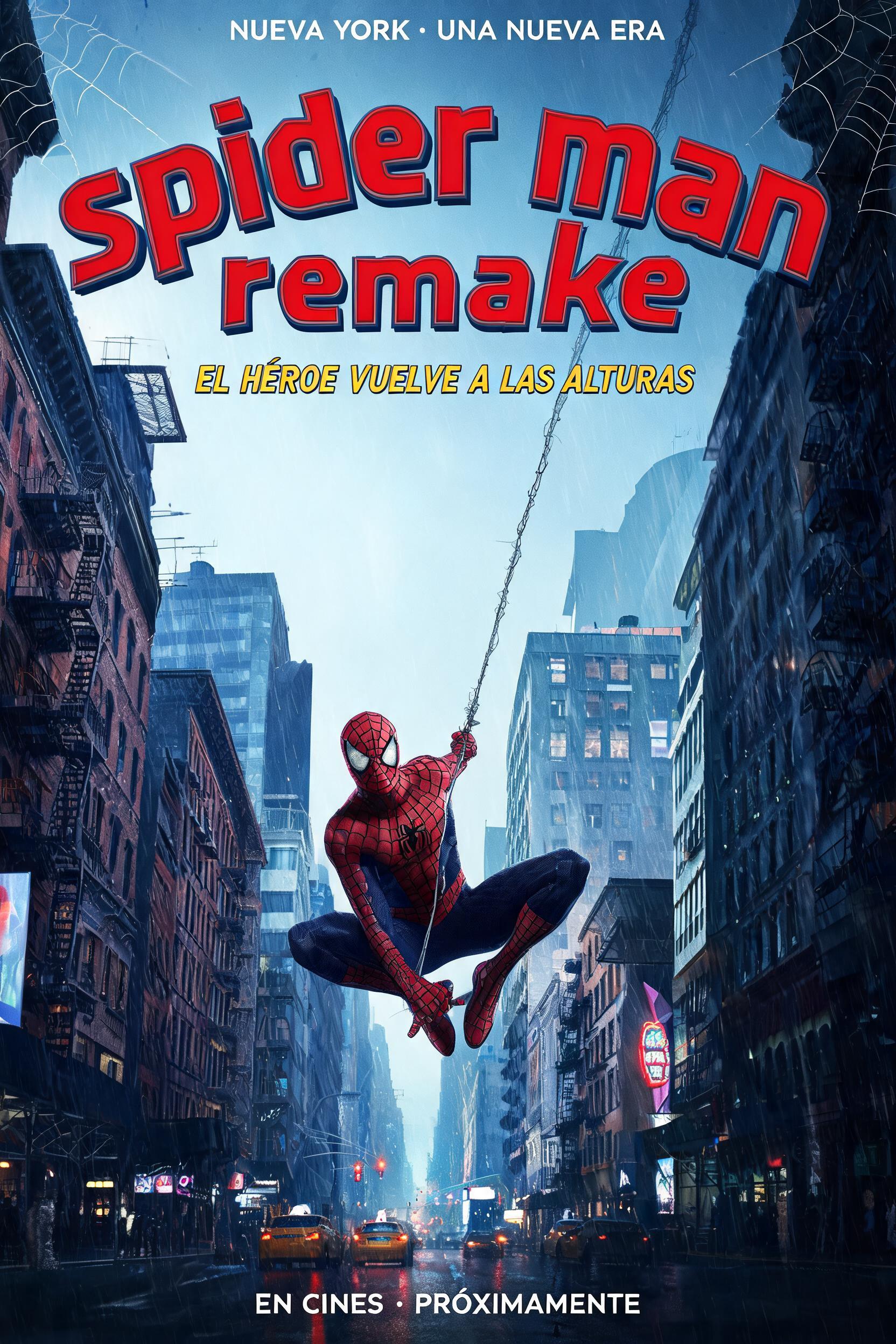 "NUEVA YORK · UNA NUEVA ERA
spider man remake
EL HÉROE VUELVE A LAS ALTURAS
EN CINES · PRÓXIMAMENTE" — Spider Hero | AI Text Effect Generator