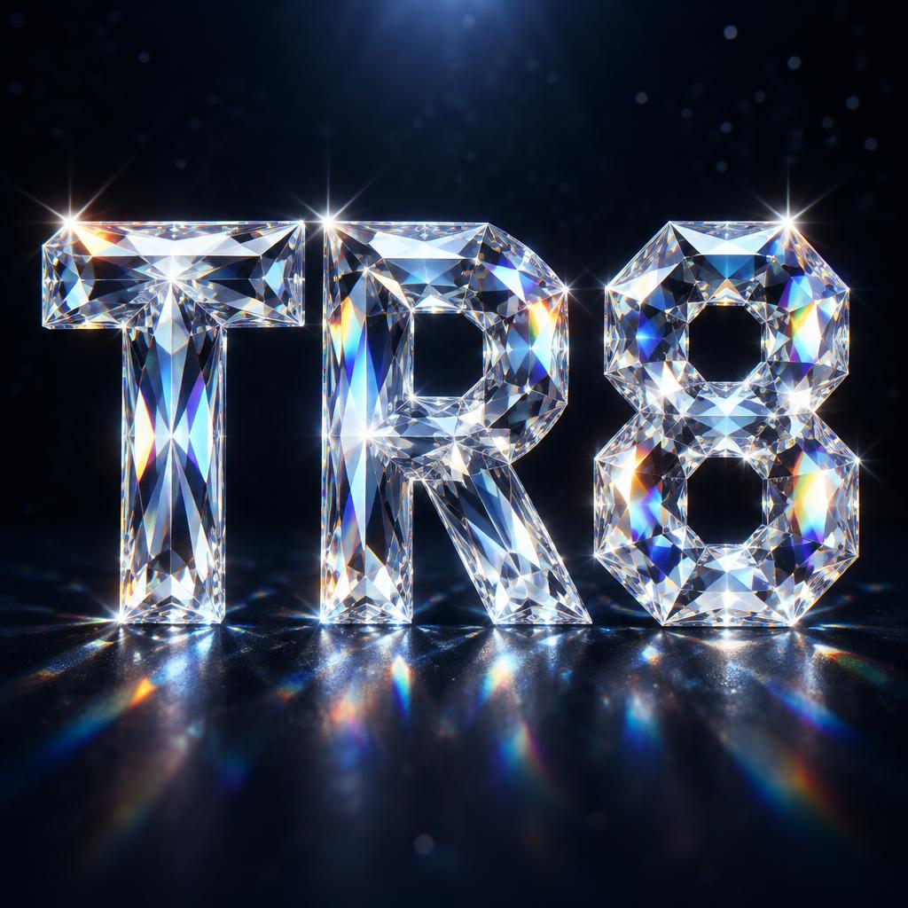 "TR8" — Glass Crystal | AI Text Effect Generator