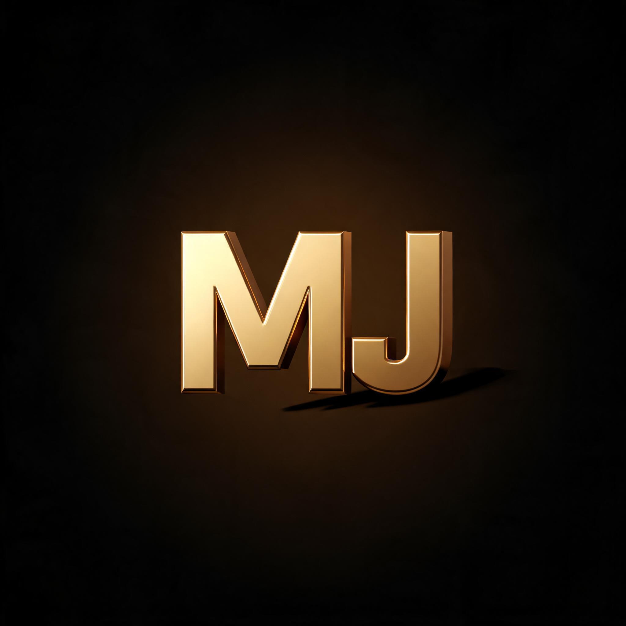 "MJ" — 3d Bold Gold | AI Text Effect Generator