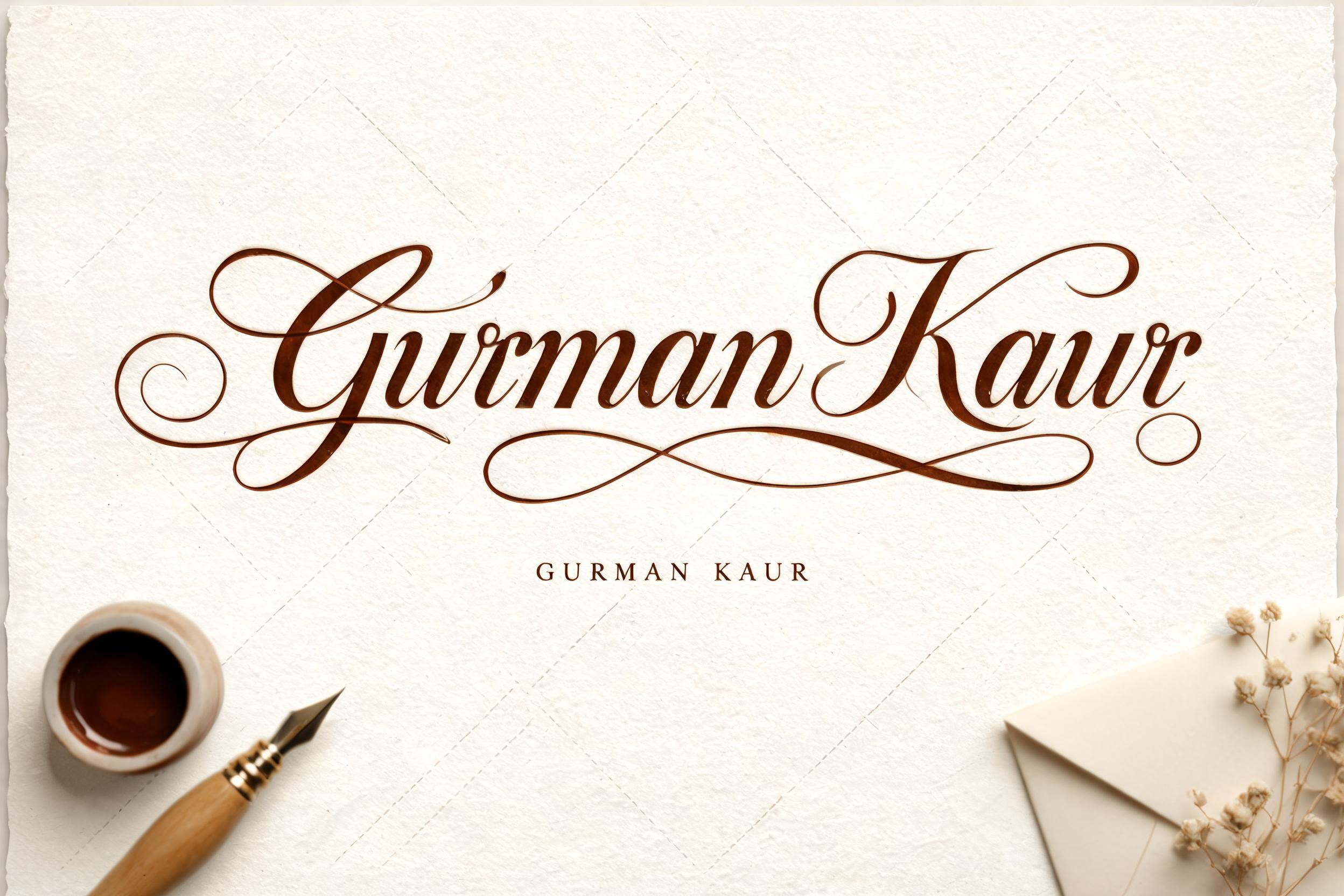 "Gurman Kaur" — Cursive Calligraphy | AI Text Effect Generator