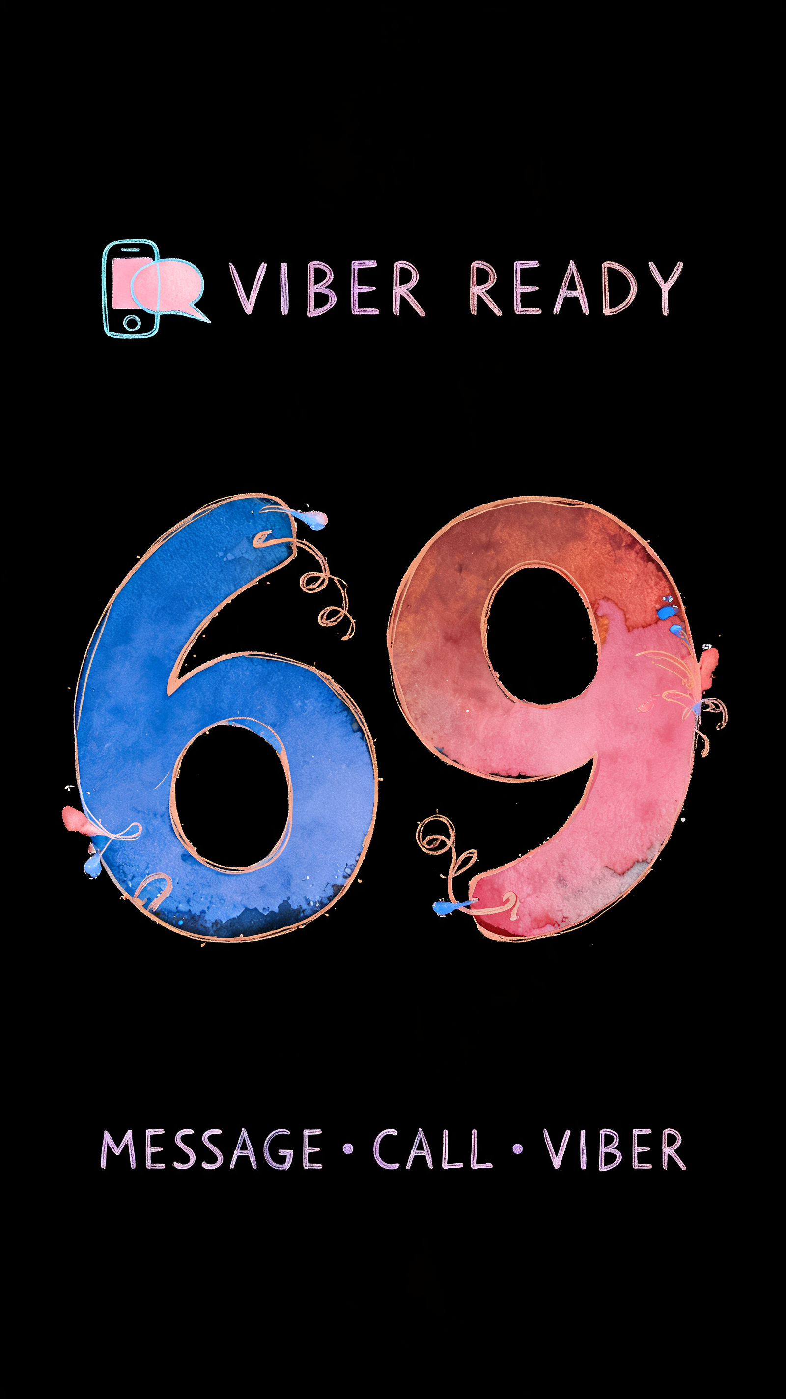 "69" — Watercolor text effect