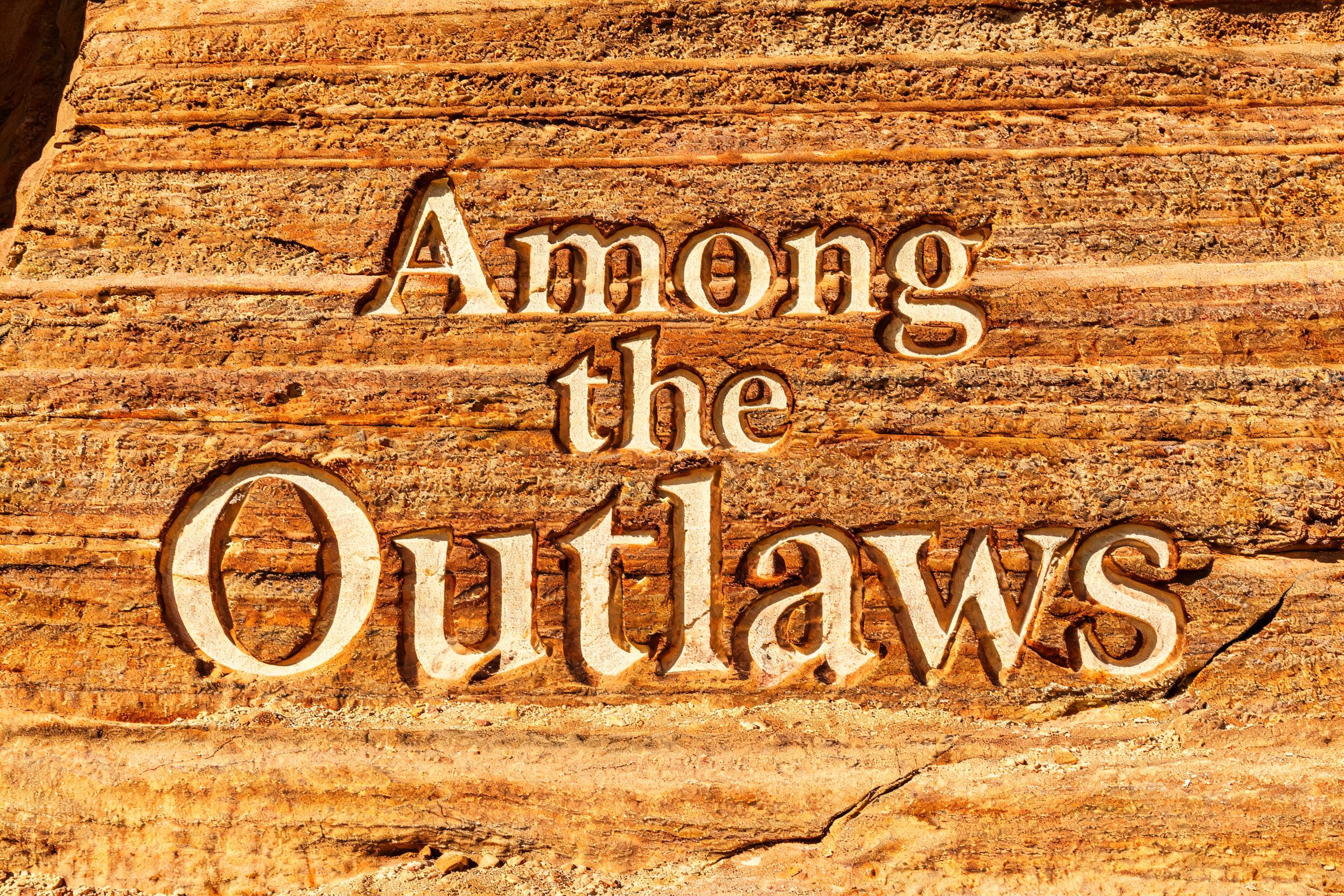"Among the Outlaws" — Sand Stone | AI Text Effect Generator