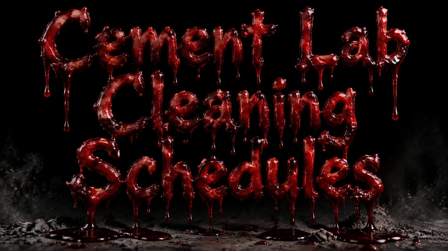 "Cement Lab Cleaning Schedules" — Drip Font Blood | AI Text Effect Generator